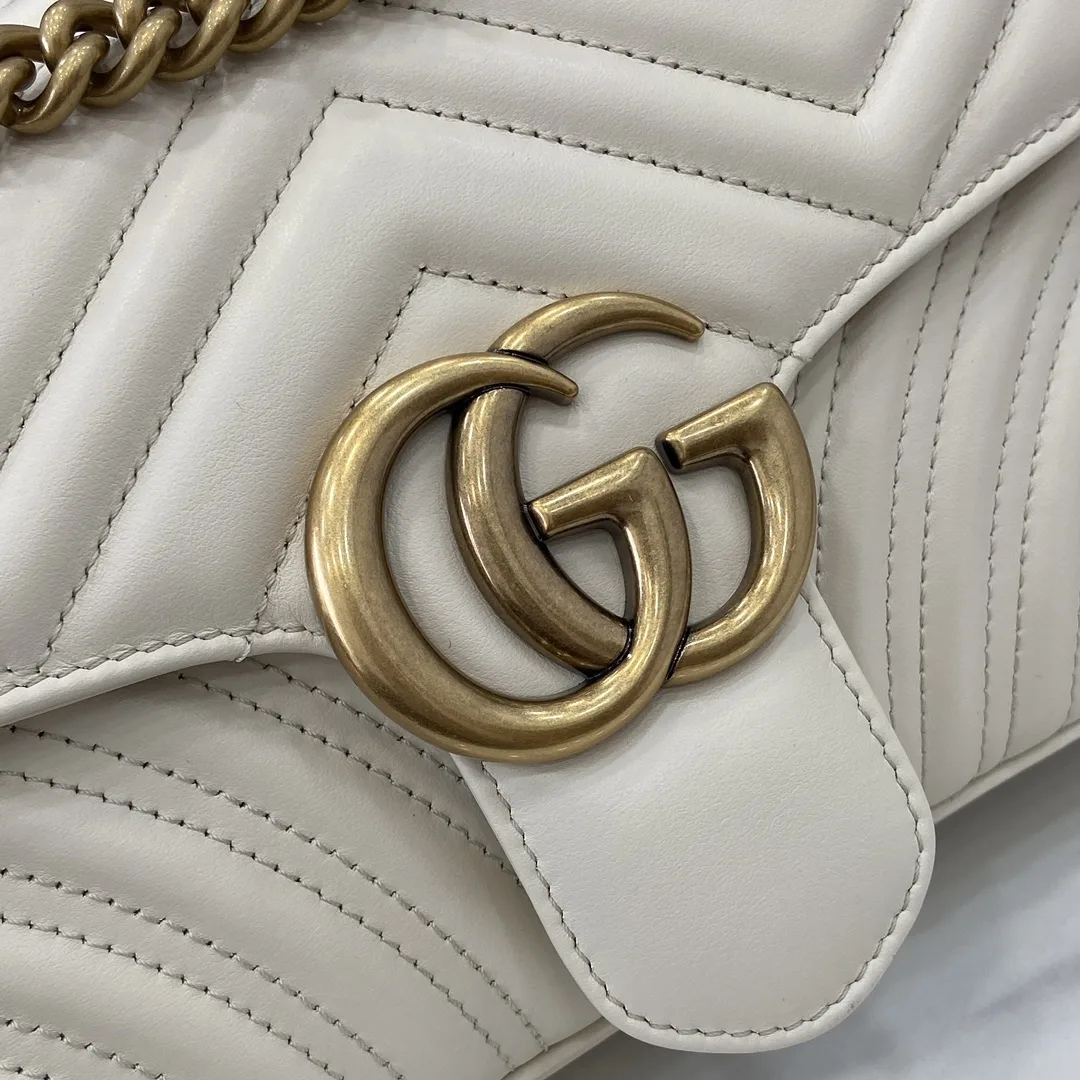 Gucci Marmont White GG Supreme Canvas Shoulder Bag product photo from LabelPicks
