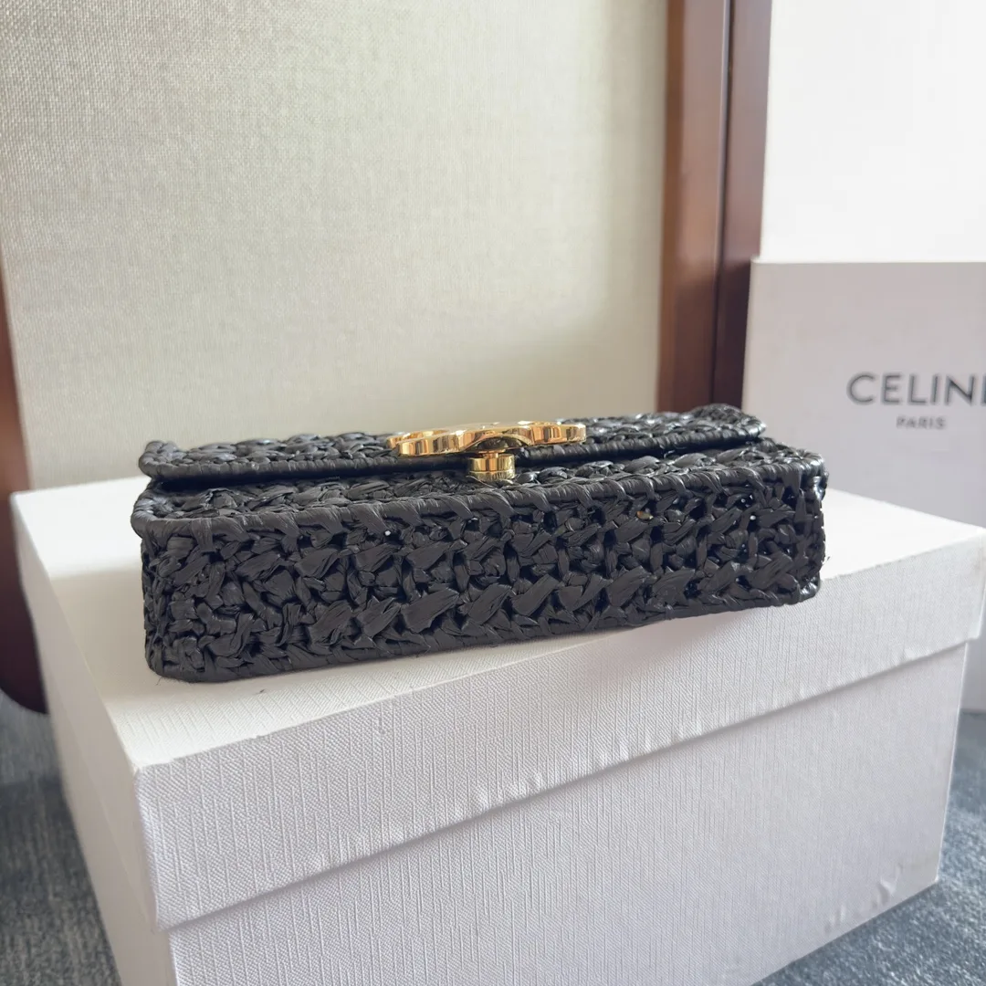 Celine Straw Woven Triomphe Shoulder Bag product photo from LabelPicks