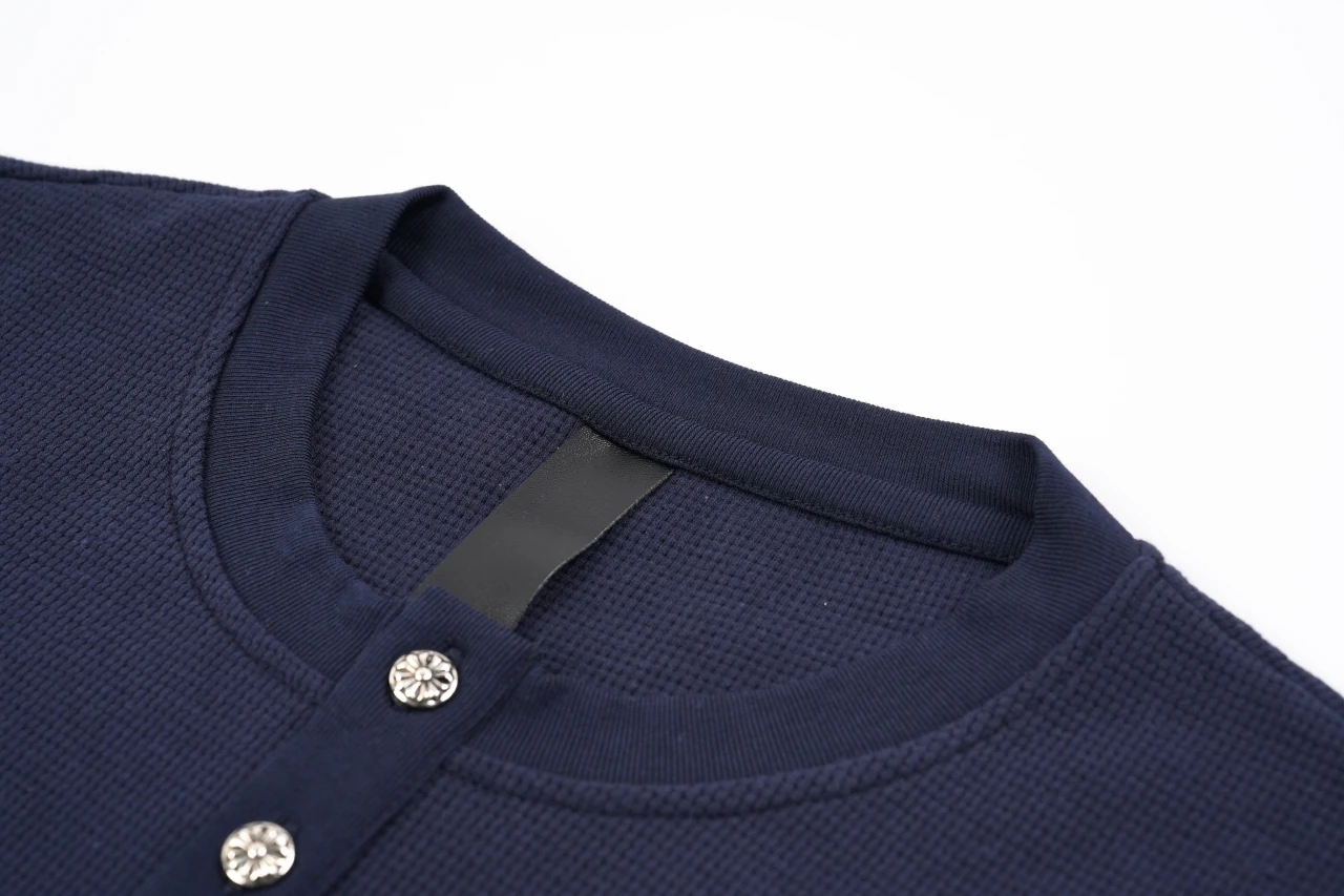 Chrome Hearts Navy Cross Leather Patch Waffle Henley Long Sleeve product photo from LabelPicks