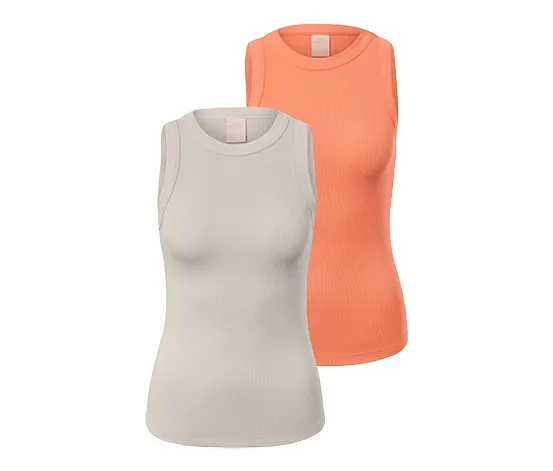 2 Sporttops, orange und creme