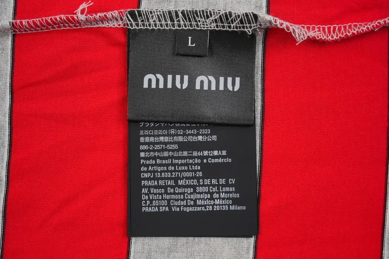 Miu Miu Red Grey Stripe Logo Long Sleeve Polo Shirt product photo from LabelPicks