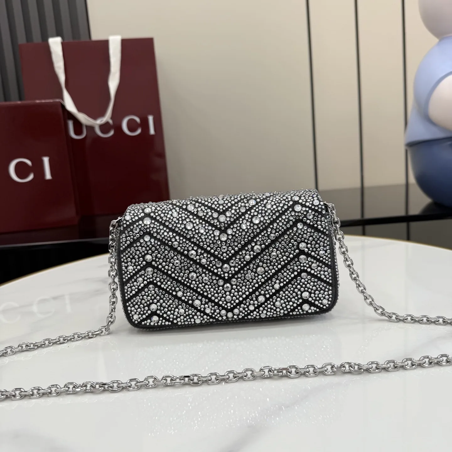 Gucci Grey Marmont GG Supreme Canvas Crossbody Bag product photo from LabelPicks