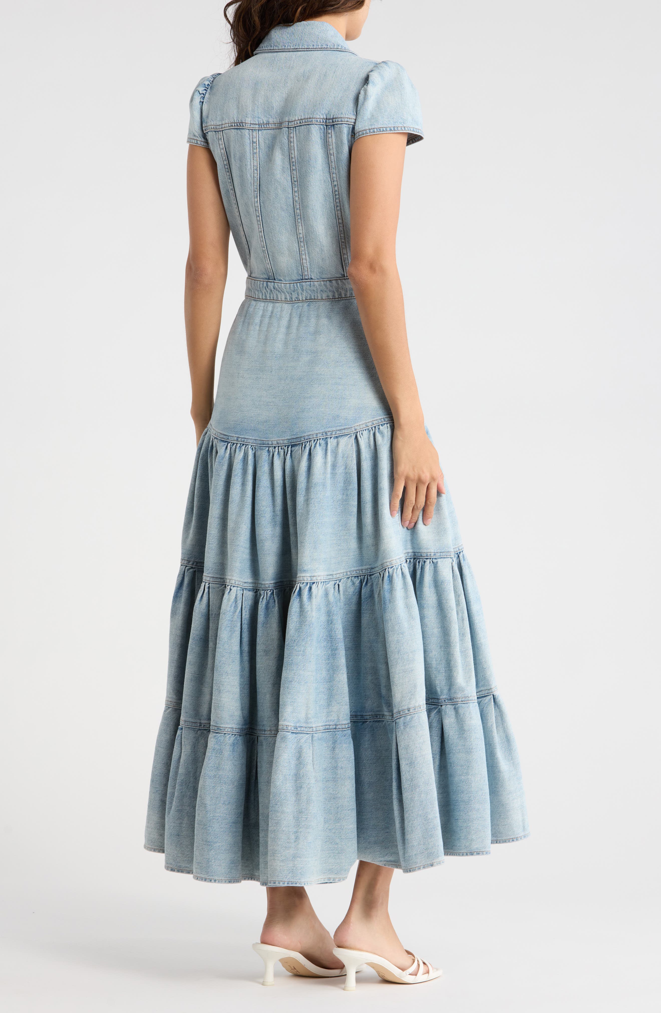 Alice + Olivia Patsy Tiered Denim Shirtdress