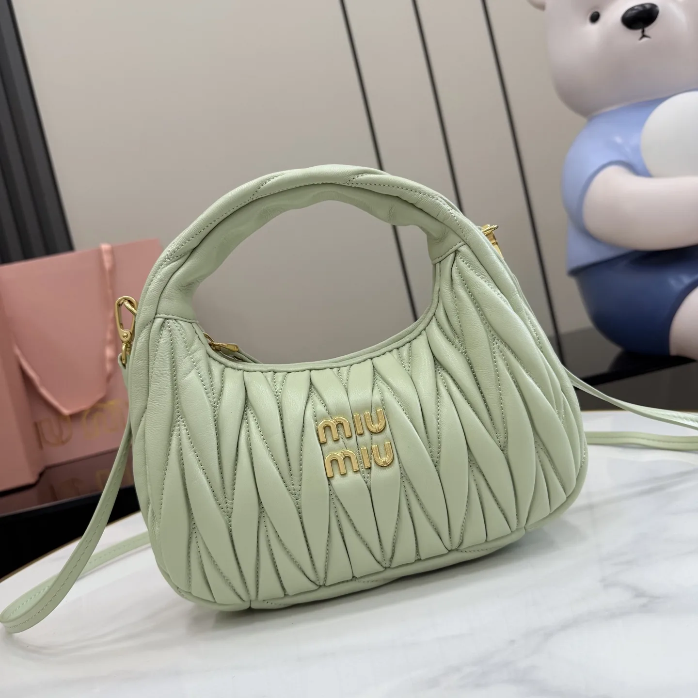 Miu Miu Matelasse Green Lambskin Shoulder Bag product photo from LabelPicks