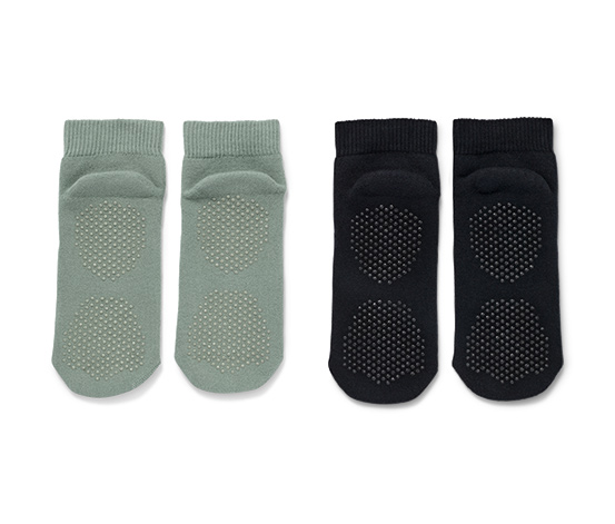 2 Paar Yogasocken, salbei/schwarz