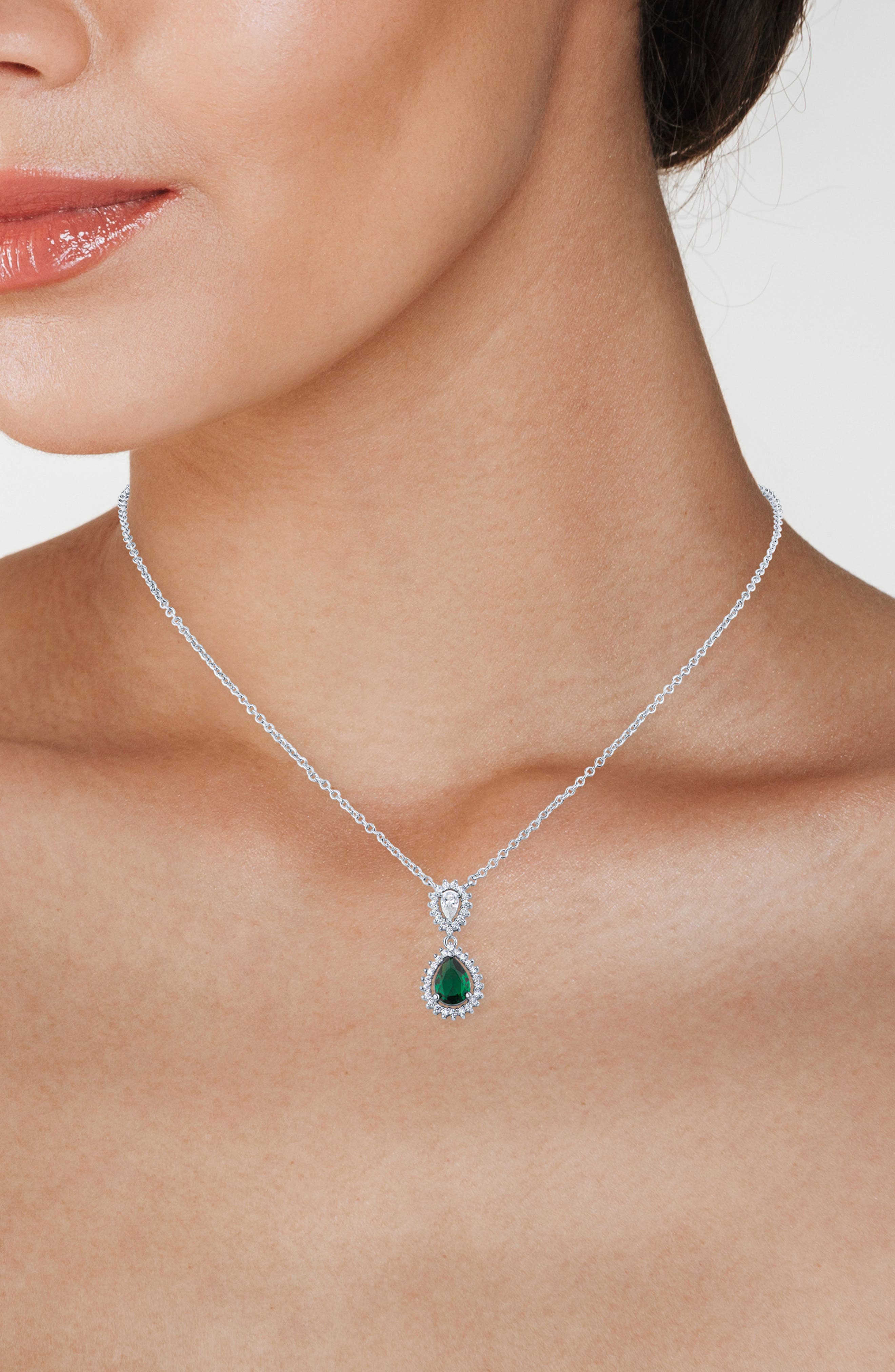 CZ by Kenneth Jay Lane Pear & Round Cubic Zirconia Pendant Necklace
