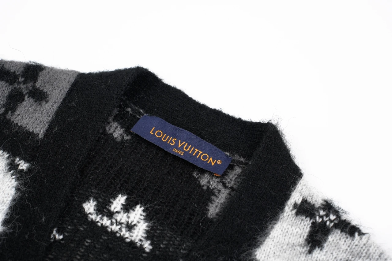 Louis Vuitton Black White Monogram Mohair Blend Cardigan product photo from LabelPicks