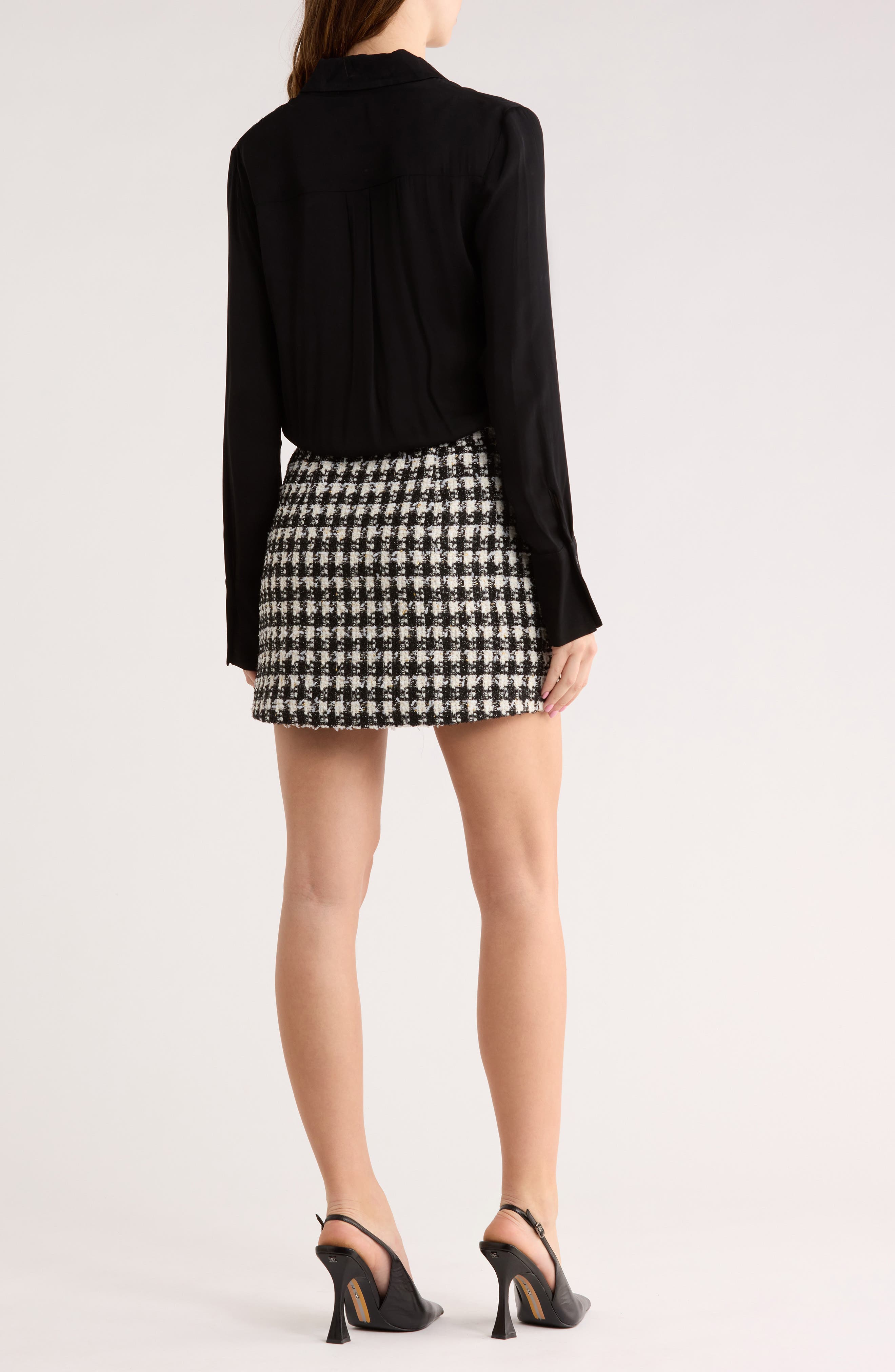 Alice + Olivia Mattie Long Sleeve Mixed Media Minidress
