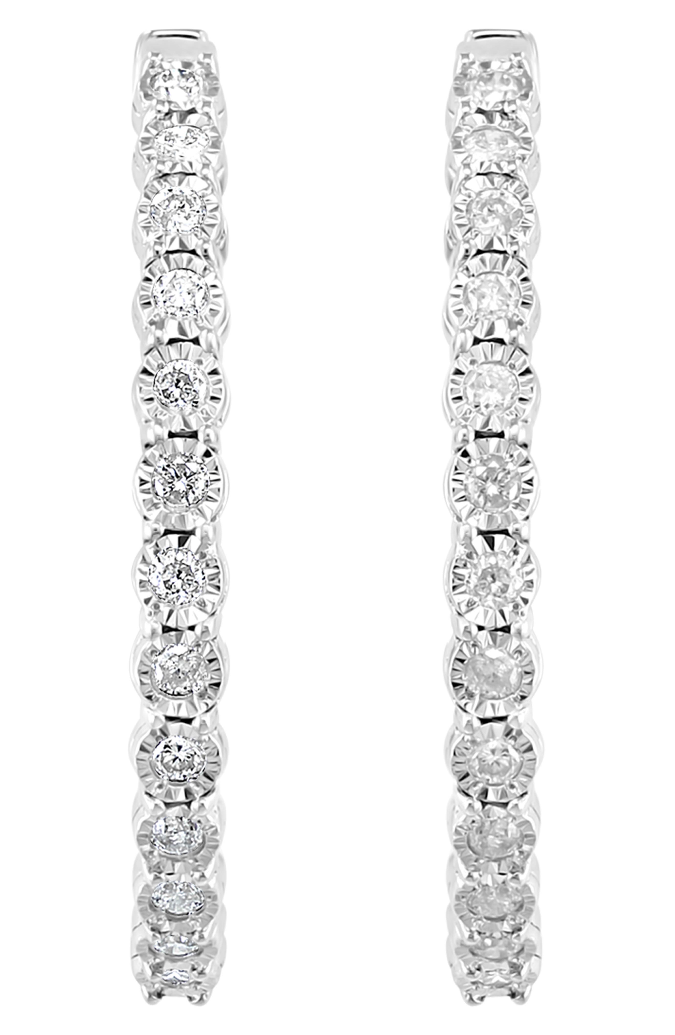 EFFY Sterling Silver Diamond Hoop Earrings