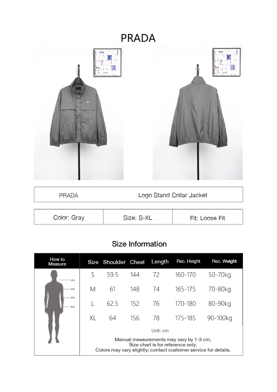 Prada Grey Lightweight Stand-Collar Triangle Logo Jacket product photo from LabelPicks