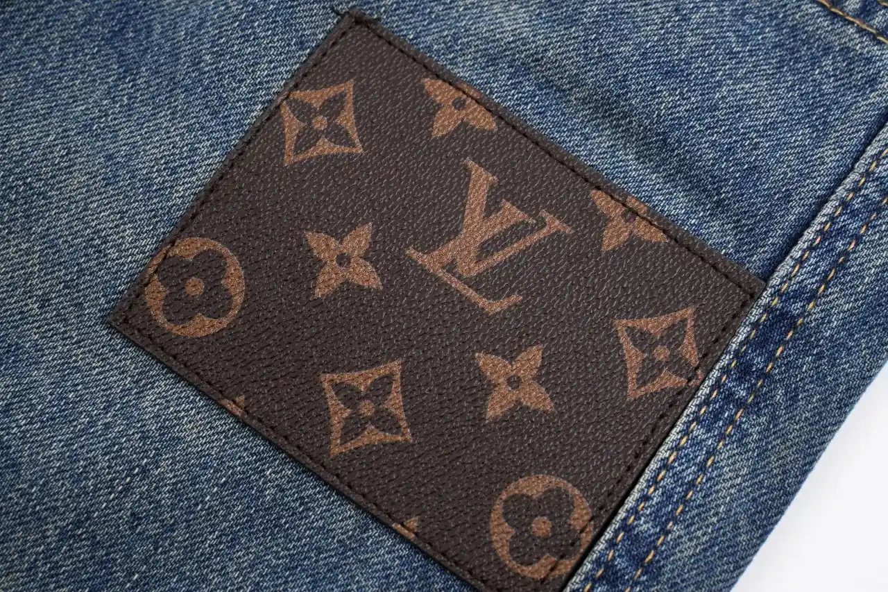 Louis Vuitton Blue Logo Patch High Waist Straight Jeans product photo from LabelPicks