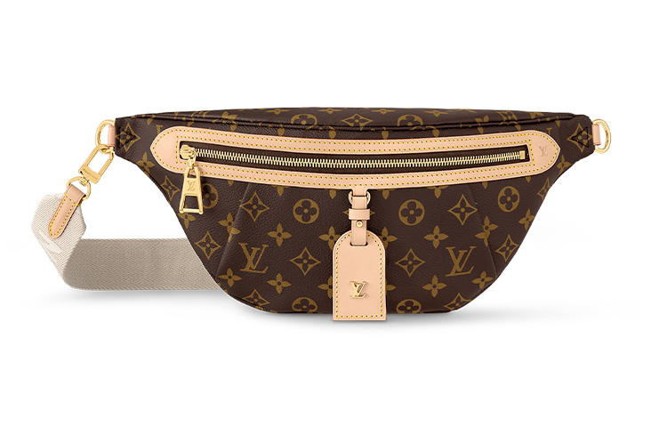 LOUIS VUITTON HIGH RISE Waist Bag in Brown Coated Canvas with Removable & Adjustable Strap and Zip Closure, Women's