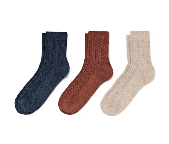 3 Paar Socken mit Zopfmuster