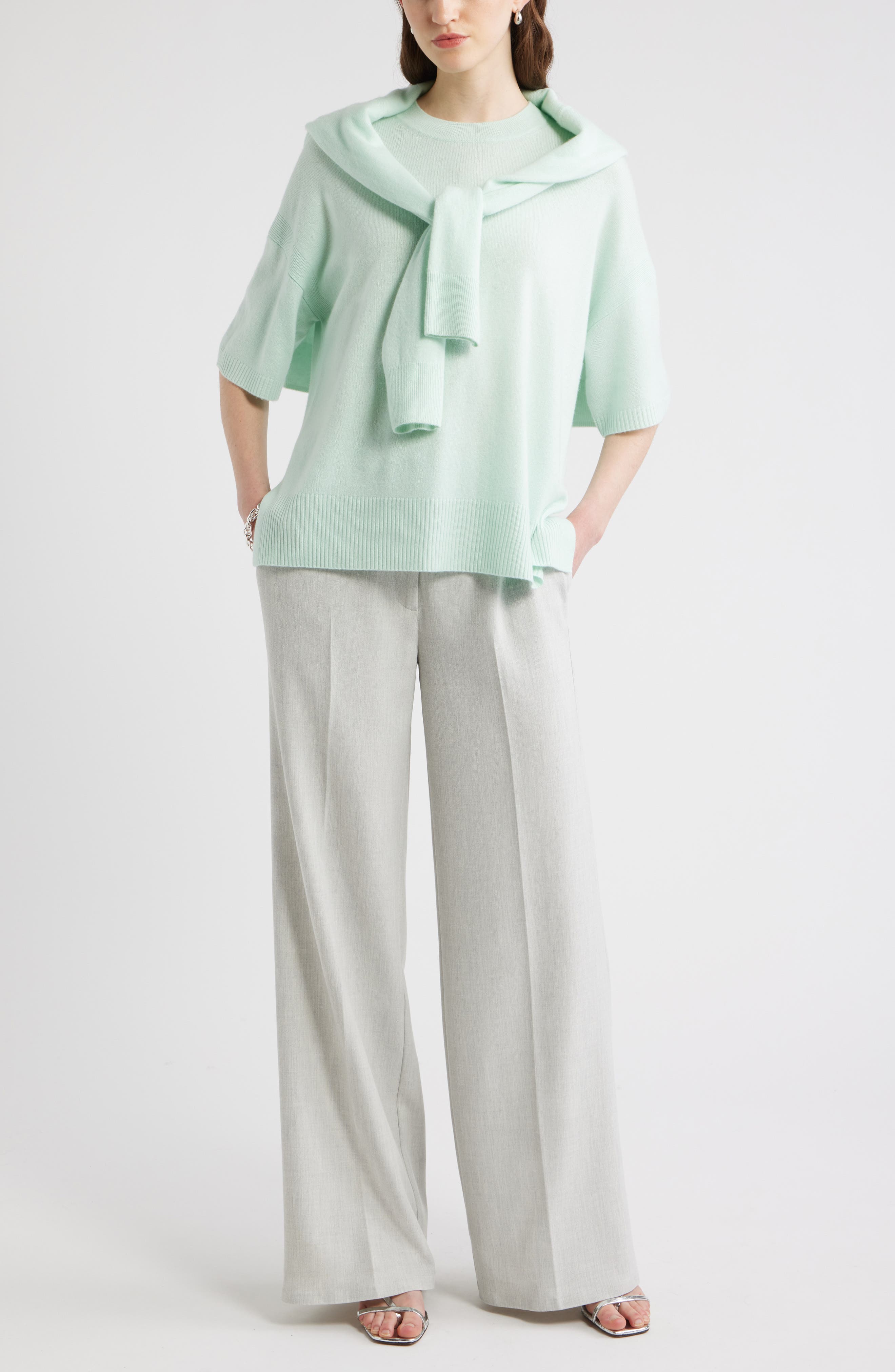 Nordstrom Relaxed Short Sleeve Cashmere Sweater