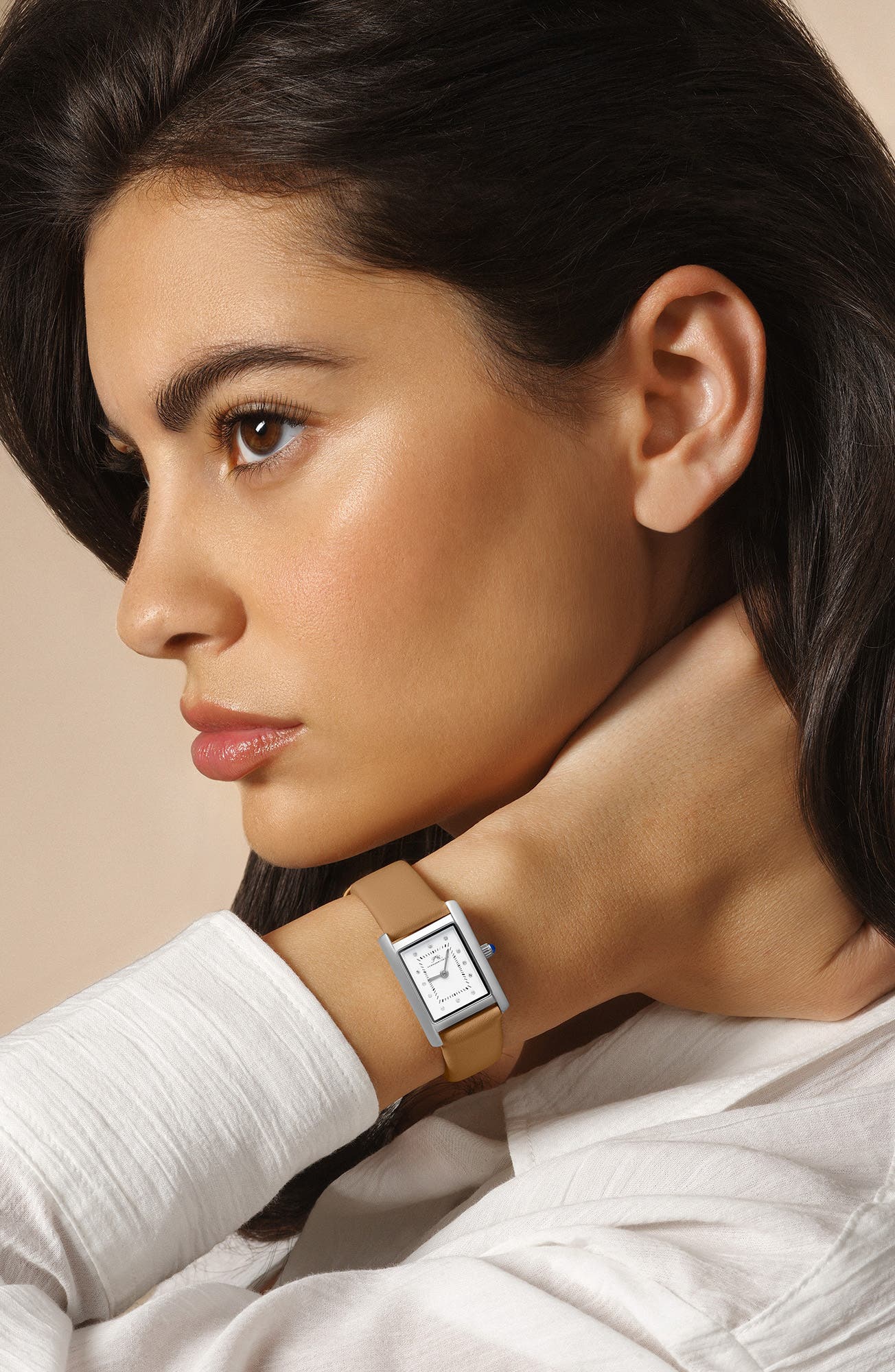 PORSAMO BLEU Karolina Diamond Leather Strap Watch, 21.5mm x 30mm - 0.06 ctw