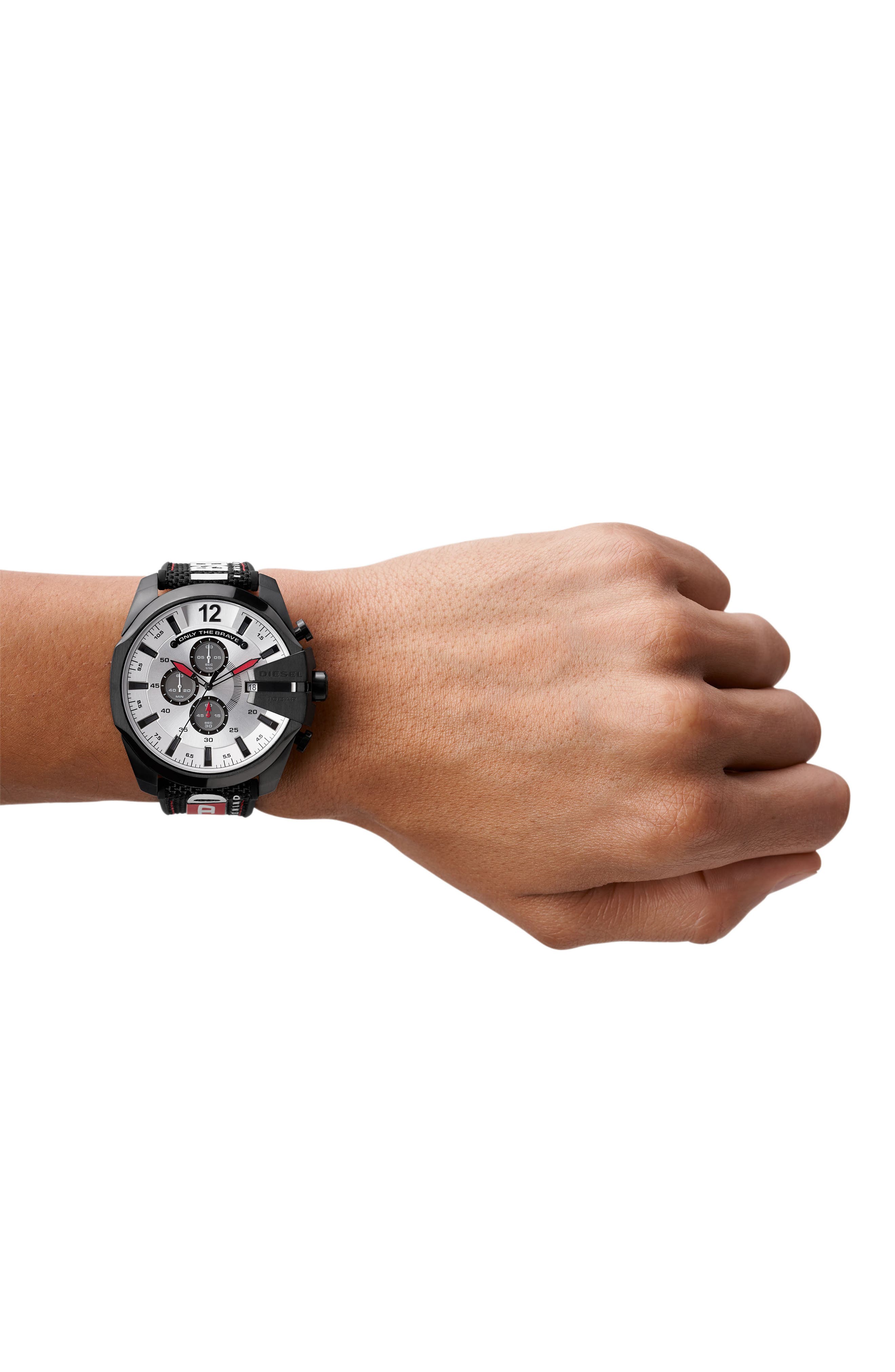 DIESEL® Mega Chief Chronograph Nylon Strap Watch, 51mm