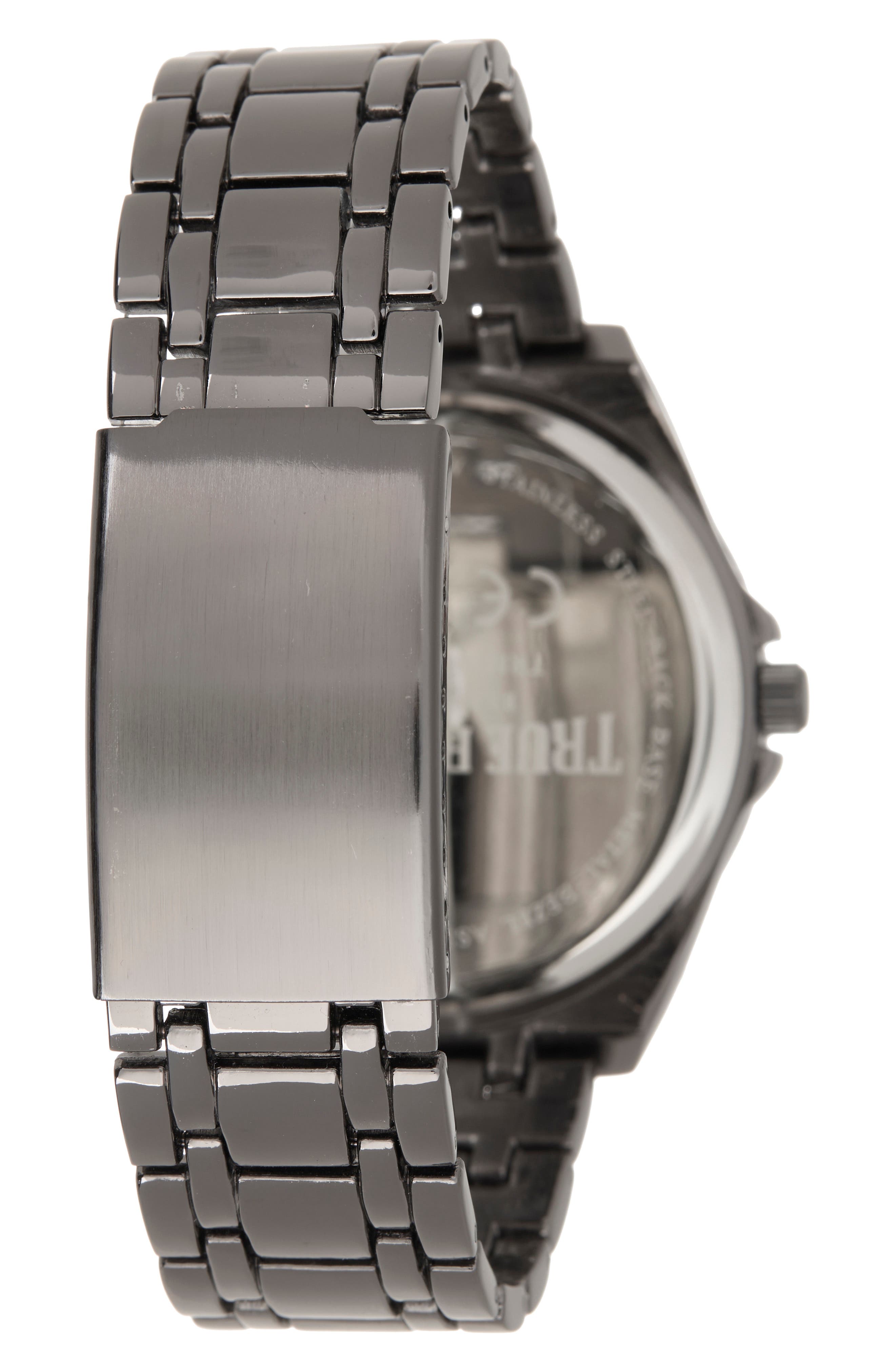 True Religion Round Logo Bezel Bracelet Watch, 43.2mm