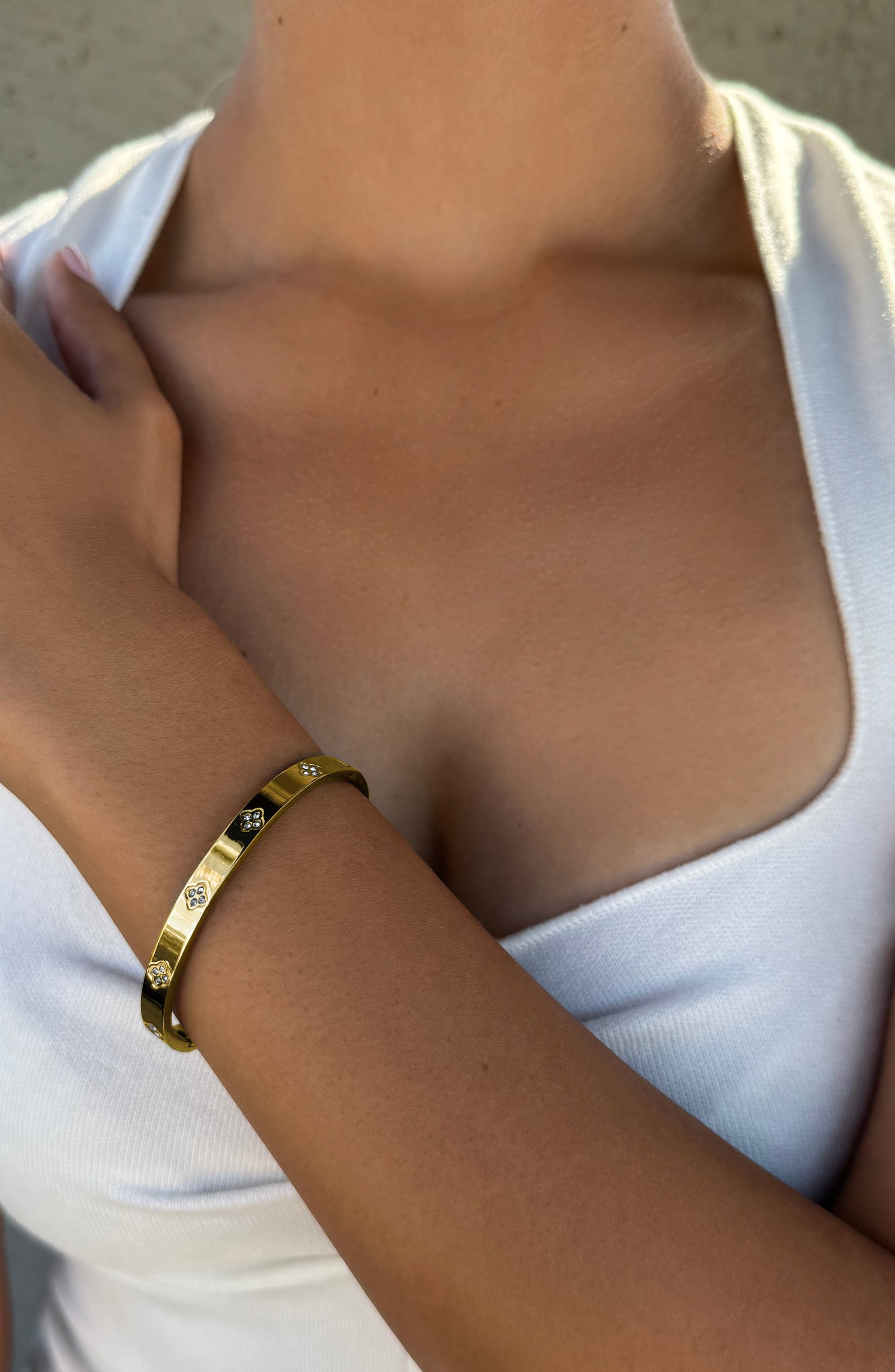Adornia CZ Clover Bangle Bracelet