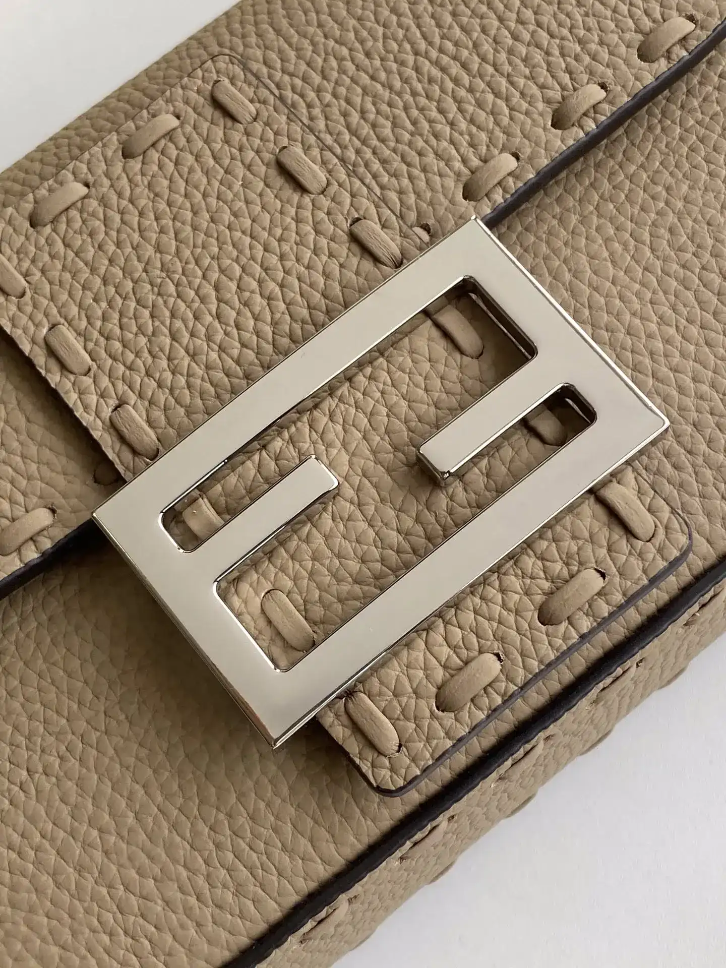 Fendi Baguette Grey Grained Leather Shoulder Bag product photo from LabelPicks