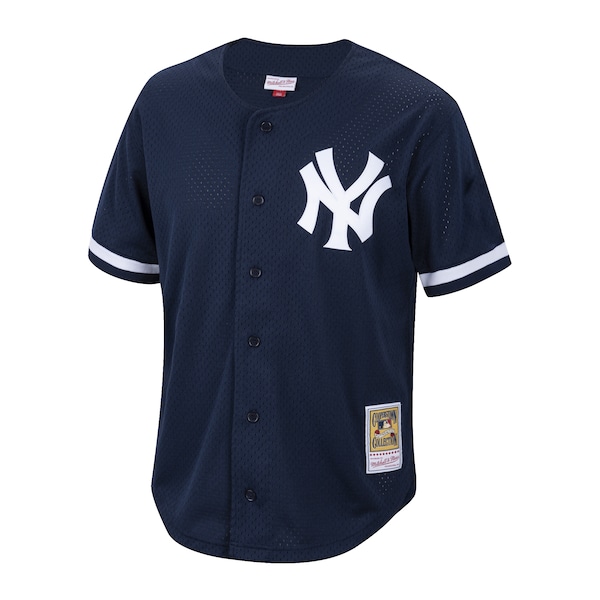 Bernie Williams New York Yankees  Cooperstown Collection Mesh Batting Practice Button-Up Jersey  - Navy