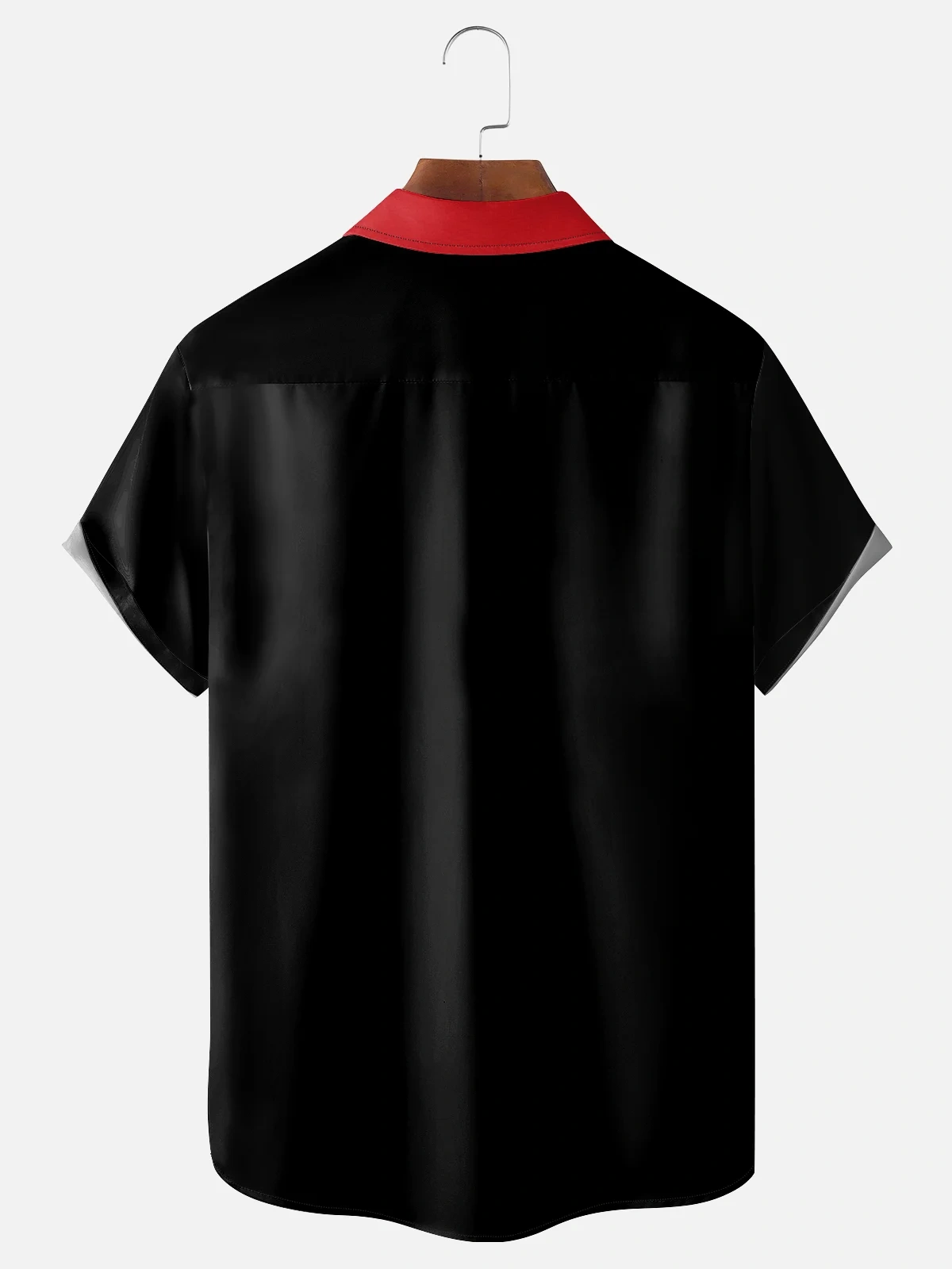 Moisture-Wicking Poker Geometric Color-Block Chest Pocket Bowling Shirt