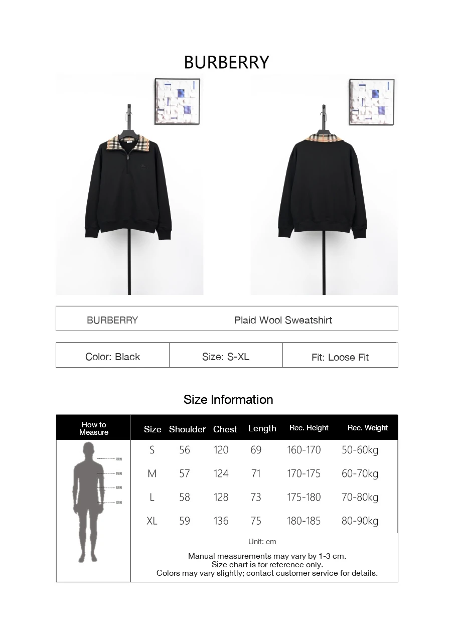 Burberry Black Check Collar Wool Blend Sweatshirt product photo from LabelPicks