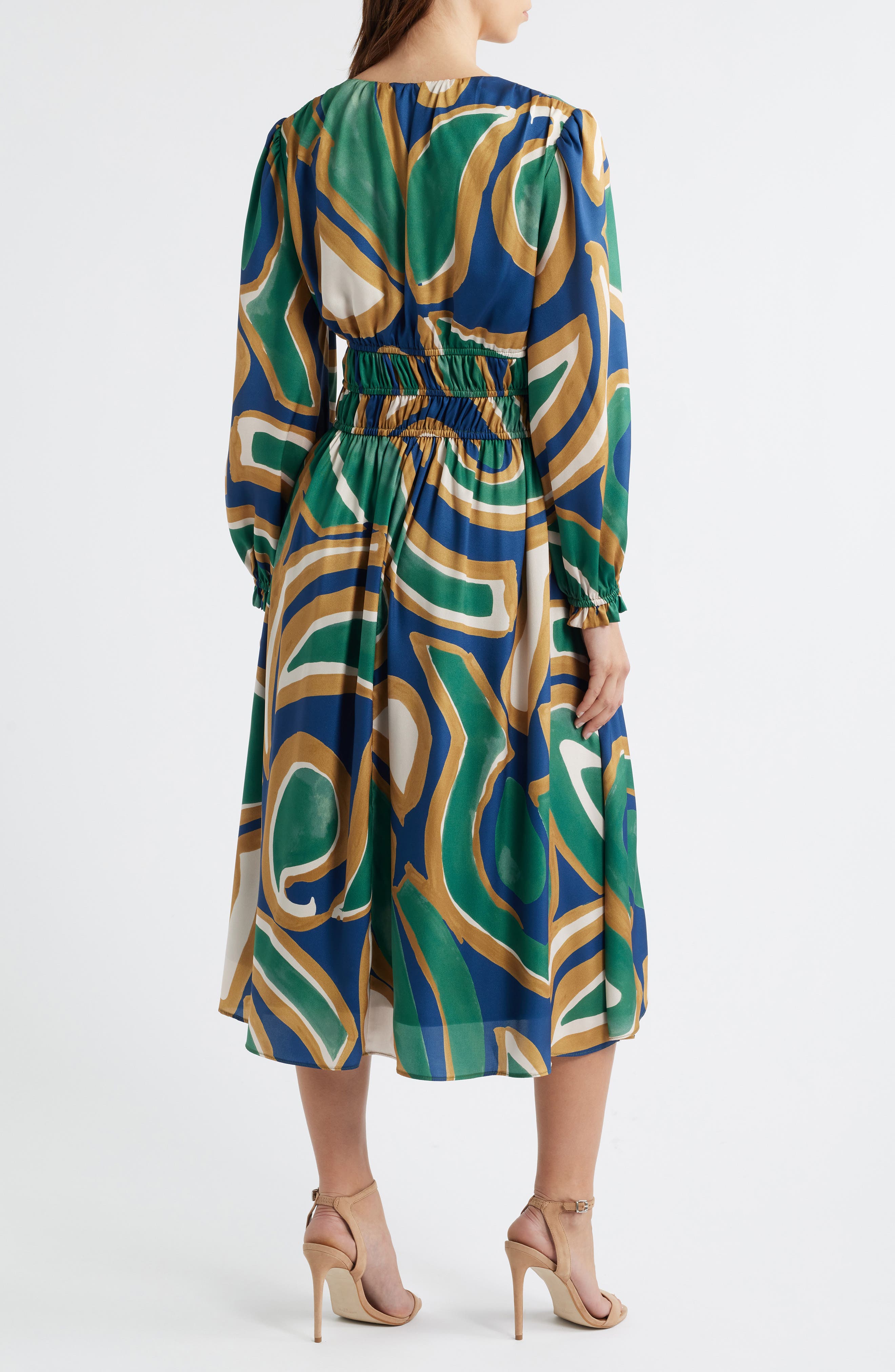 Julia Jordan Abstract Print Long Sleeve Midi Dress