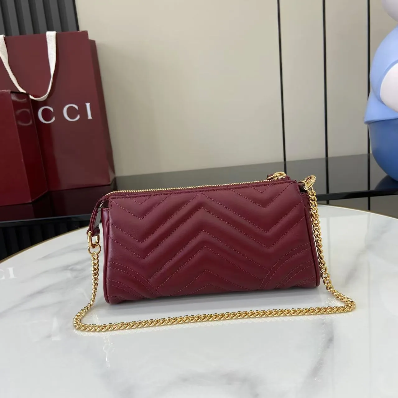 Gucci Red Marmont GG Supreme Canvas Shoulder Bag product photo from LabelPicks