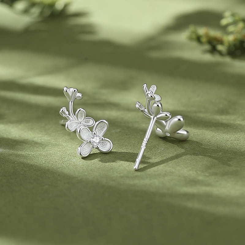 Original Laurel Goddess Earrings for Women, 925 Sterling Silver, Korean Style, Light Luxury, Forest Style Flower Earrings, Versatile and Simple, Ins Style Ear Accessories
