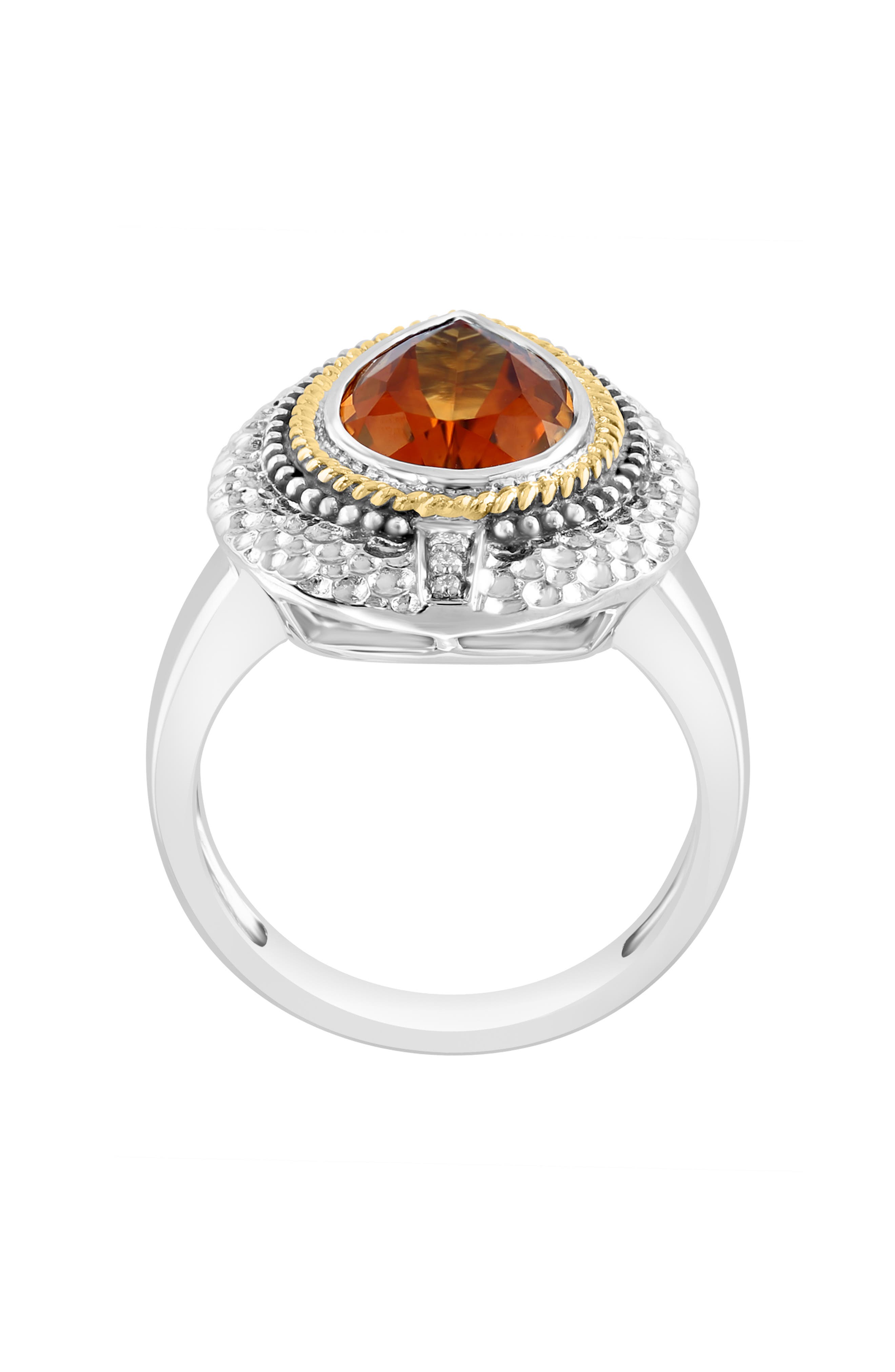 EFFY Pear Cut Citrine & Pavé Diamond Ring