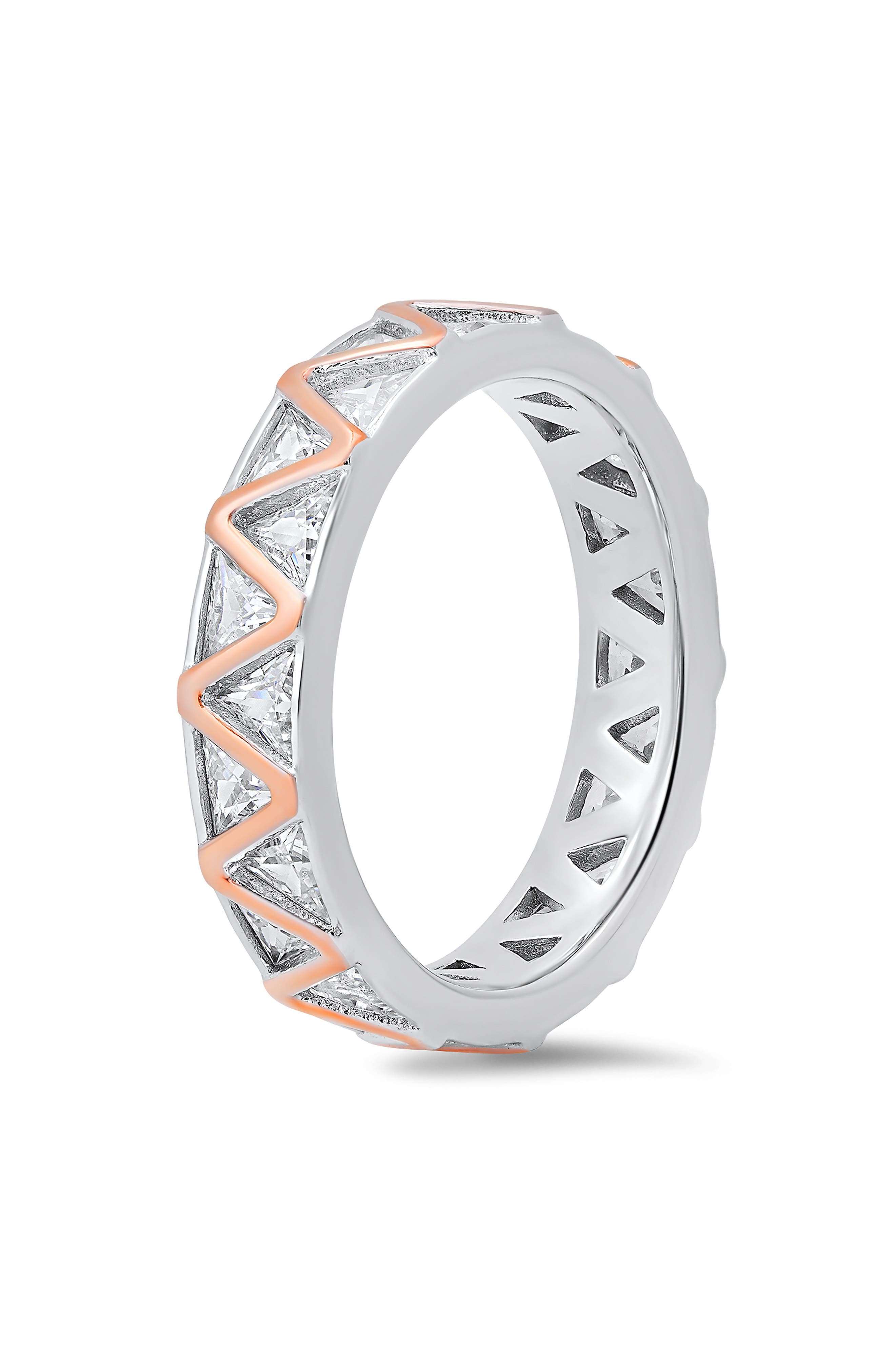 Queen Jewels Two-Tone Cubic Zirconia Zigzag Eternity Band Ring