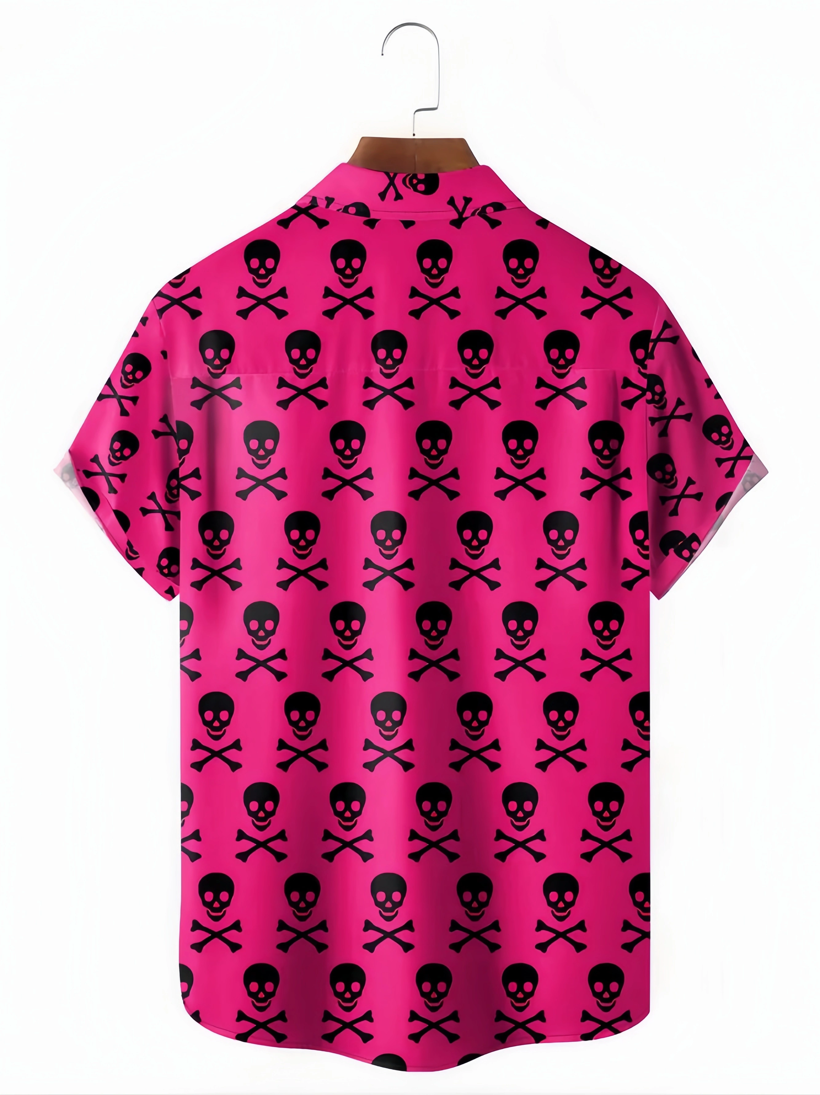 Funky Skull Chest Pocket Short Sleeve Hawaiian Shirt