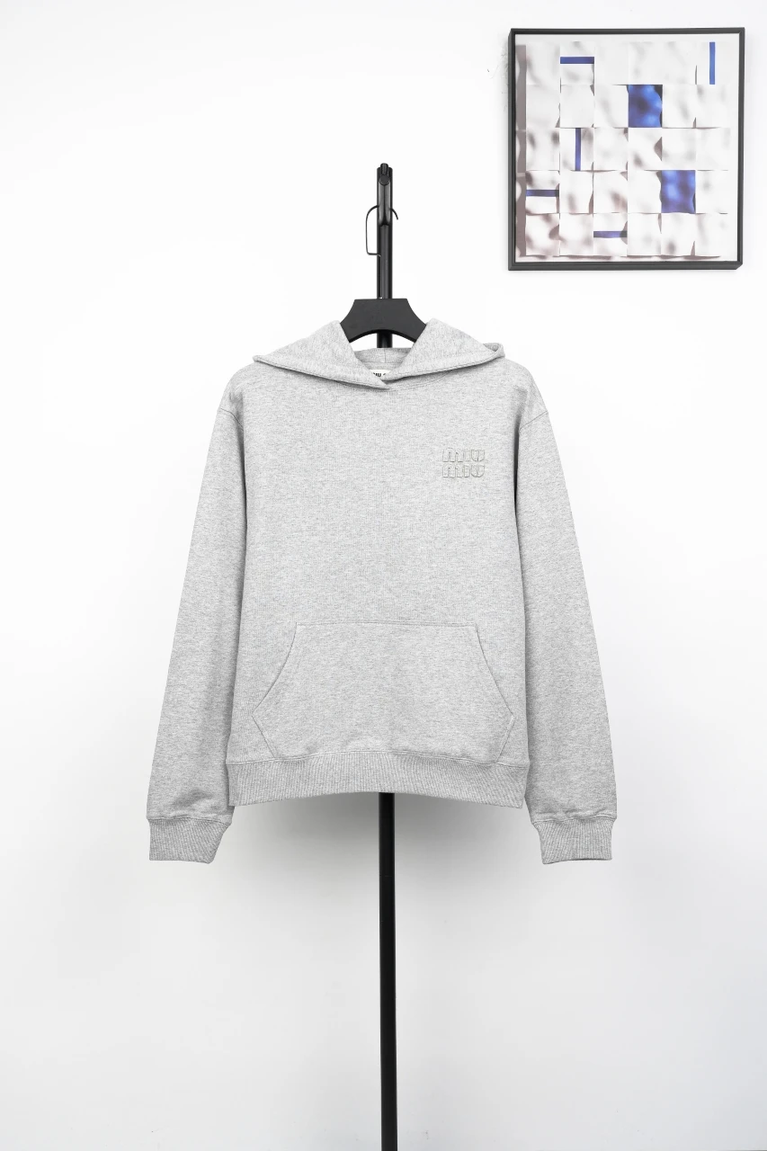 Miu Miu Heather Grey Cropped Hoodie product photo from LabelPicks