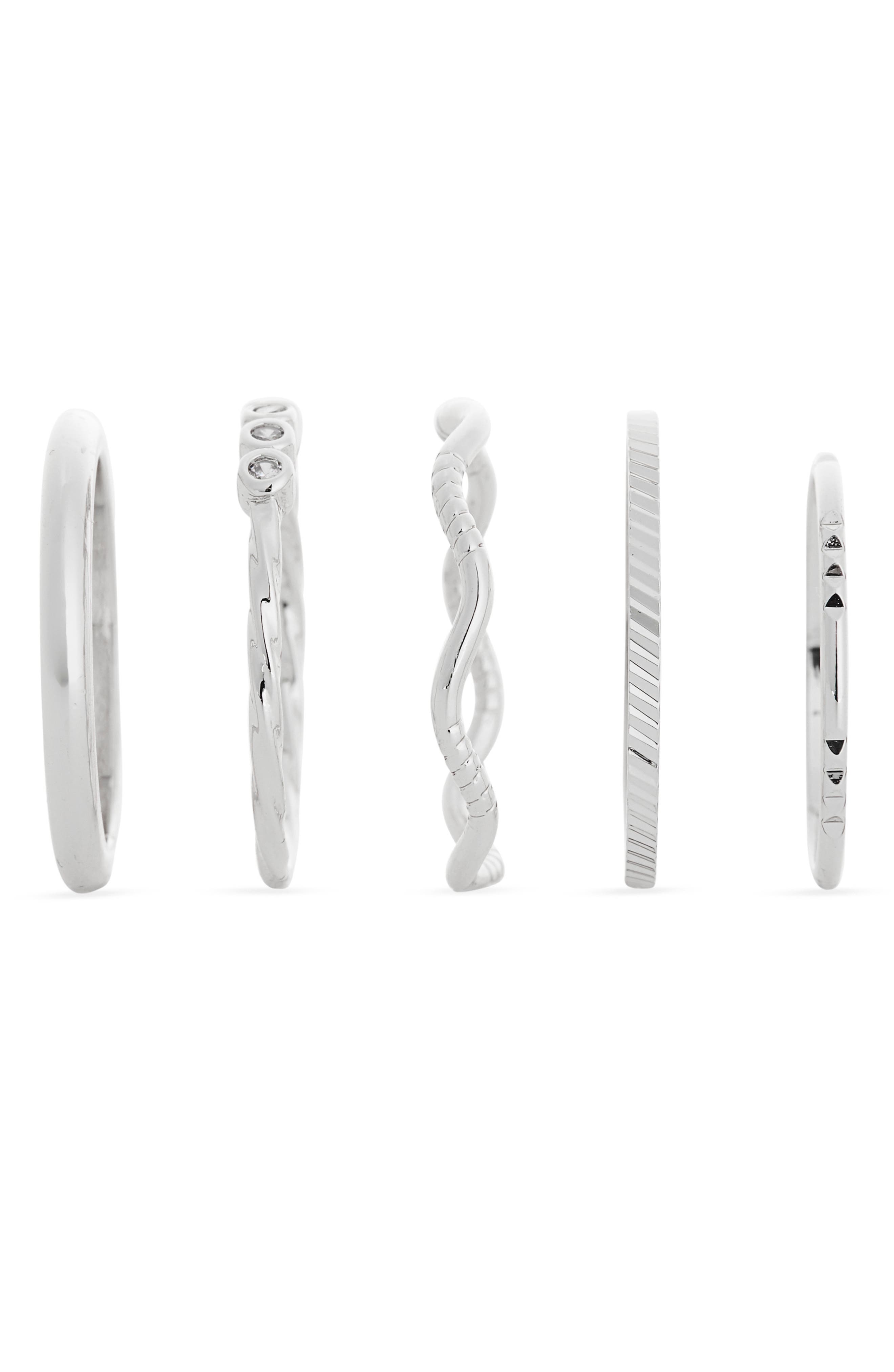 NORDSTROM RACK Set of 5 Skinny Texture Band Rings