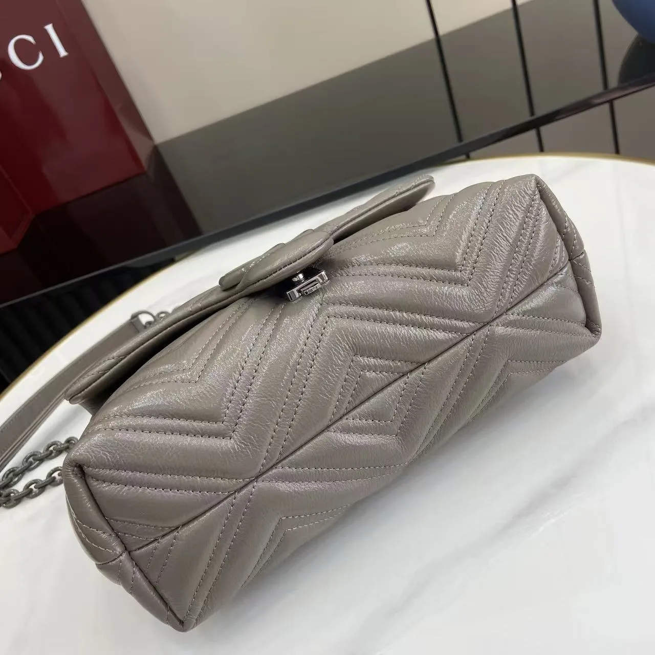 Gucci Grey Marmont GG Supreme Canvas Shoulder Bag product photo from LabelPicks
