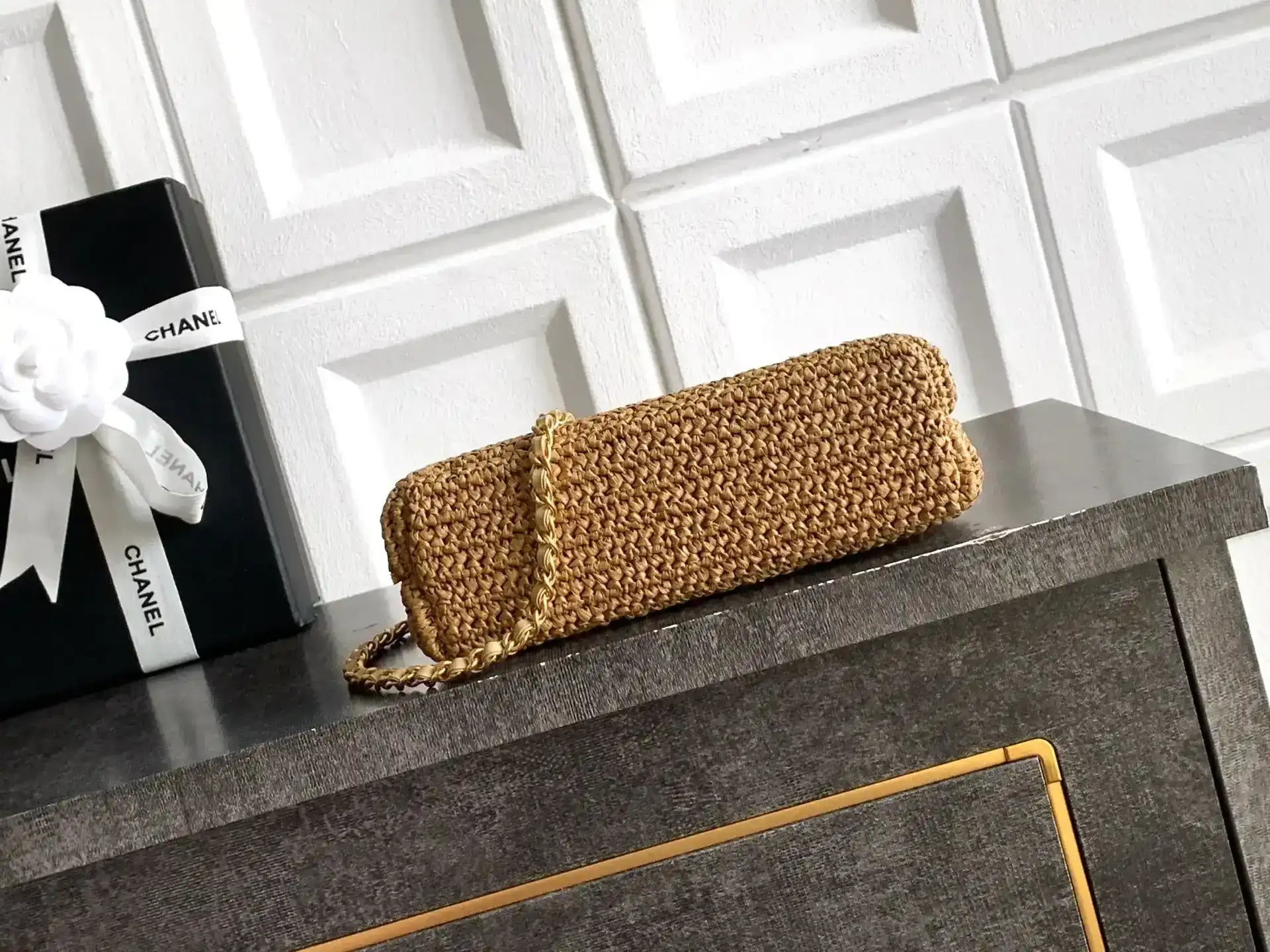 Chanel Brown Woven Leather Top Handle Bag product photo from LabelPicks