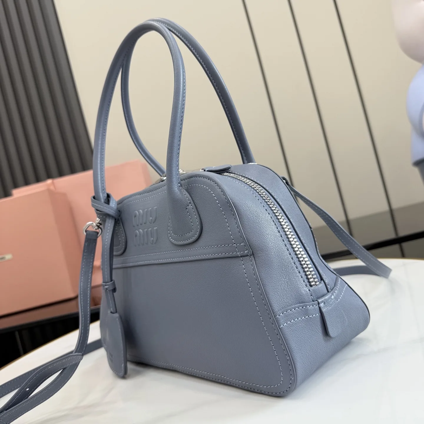 Miu Miu Vivant Blue Lambskin Top Handle Bag product photo from LabelPicks