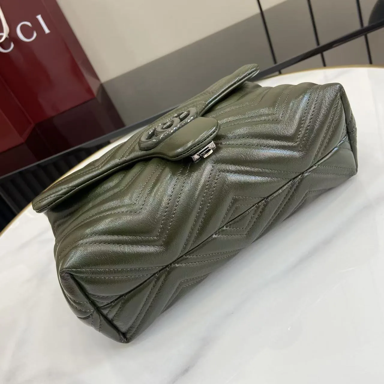 Gucci Green Marmont GG Supreme Canvas Shoulder Bag product photo from LabelPicks