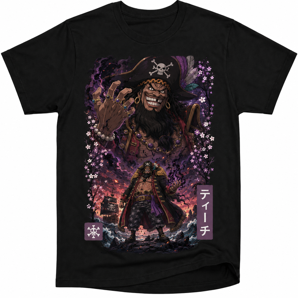 Remera Anime Barbanegra One Piece Manga Corta