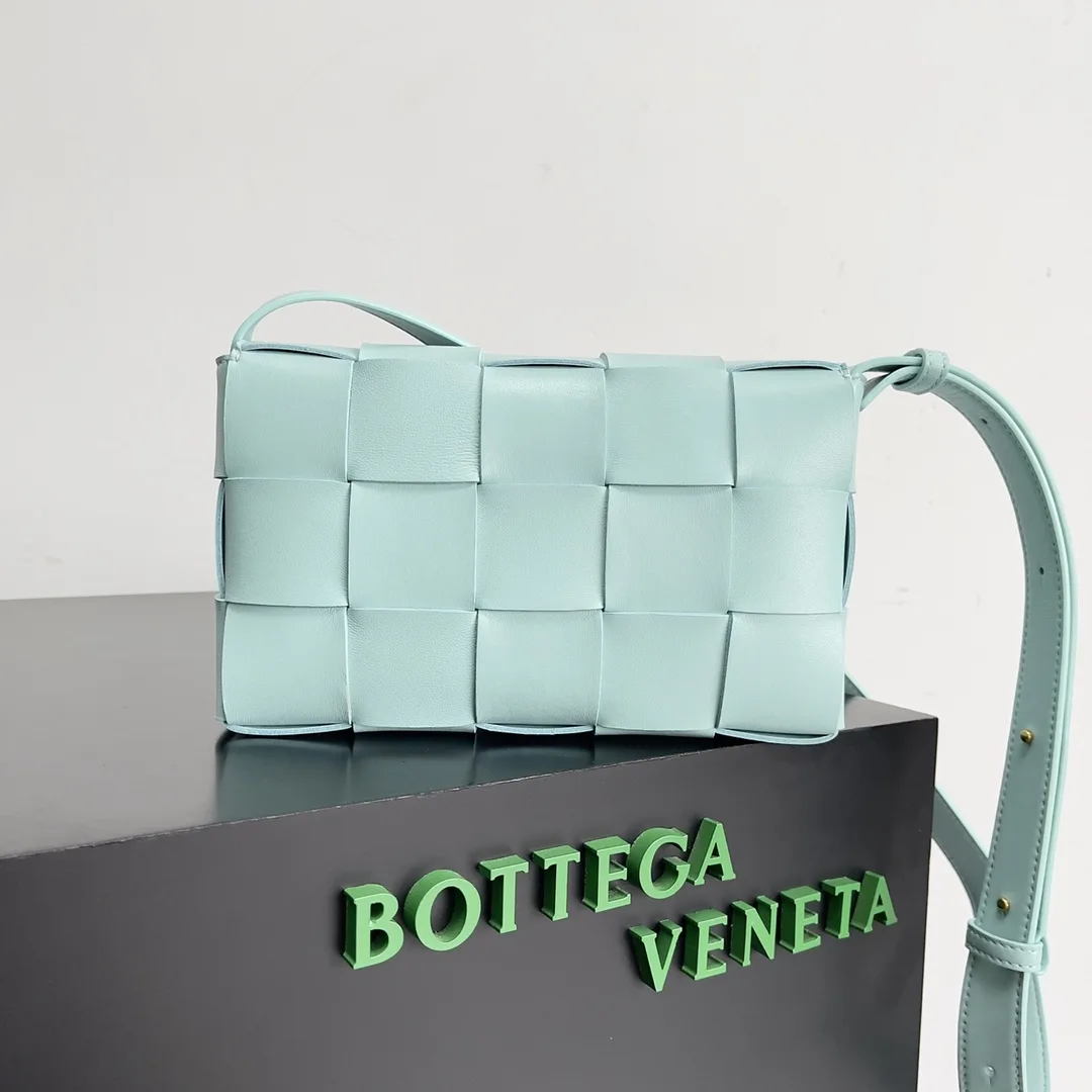 Bottega Veneta Blue Cassette Intrecciato Woven Leather Shoulder Bag product photo from LabelPicks