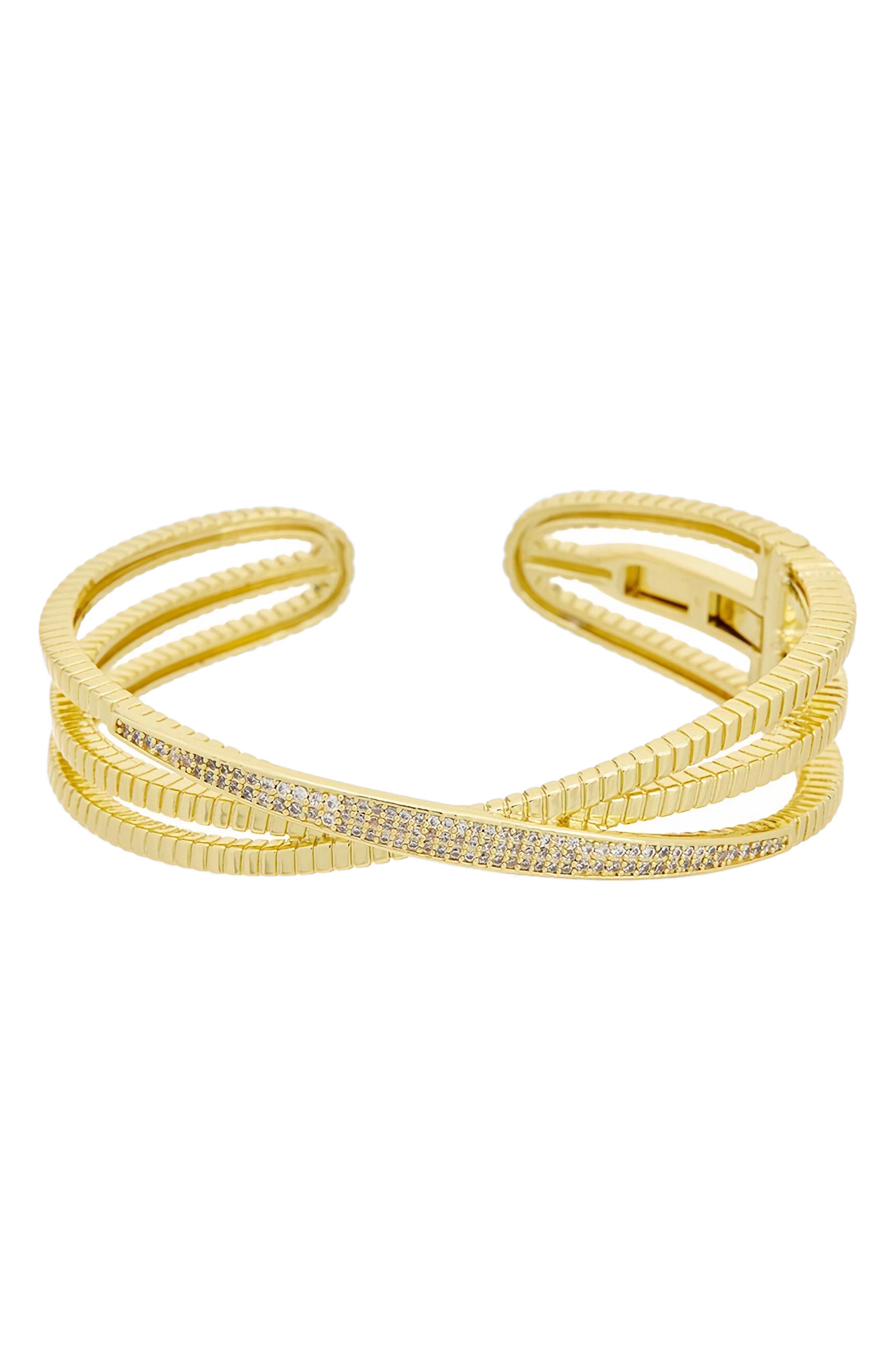 Juvell Cubic Zirconia Hinged Cuff Bracelet