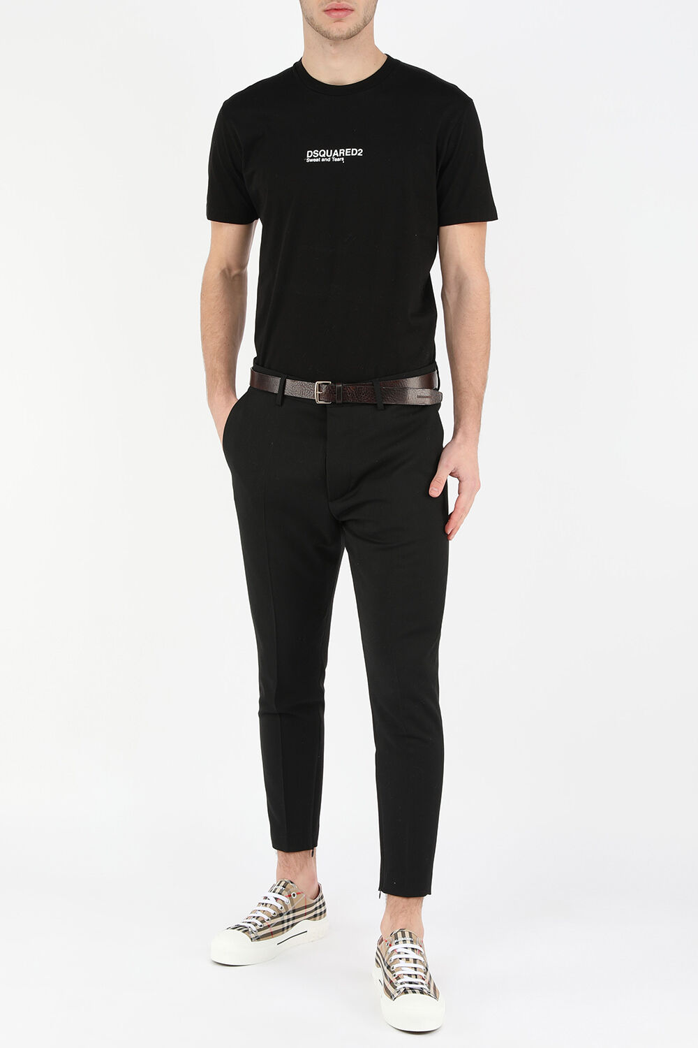 DSQUARED2 מכנסיים מחויטים בגוון שחור