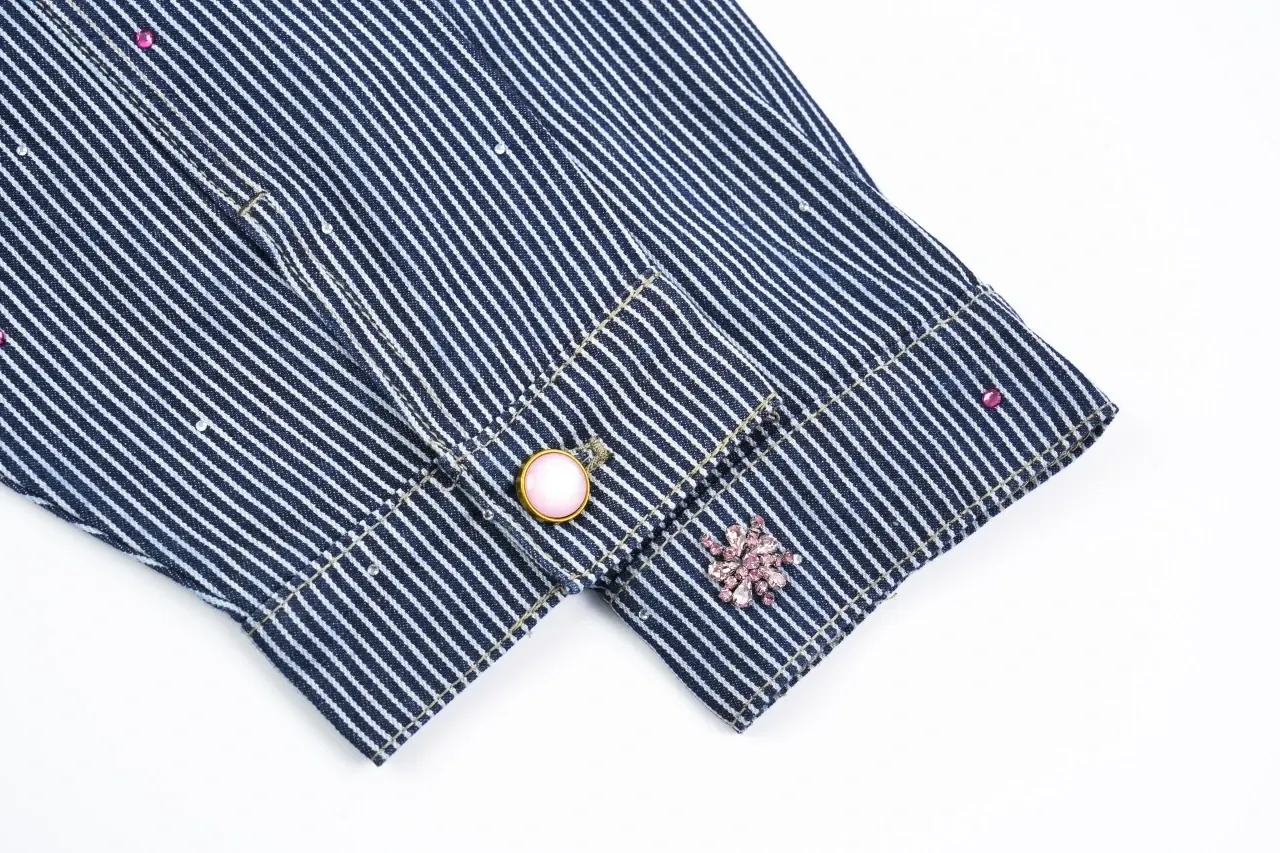 Louis Vuitton Blue Sakura Embroidered Stripe Denim Jacket product photo from LabelPicks
