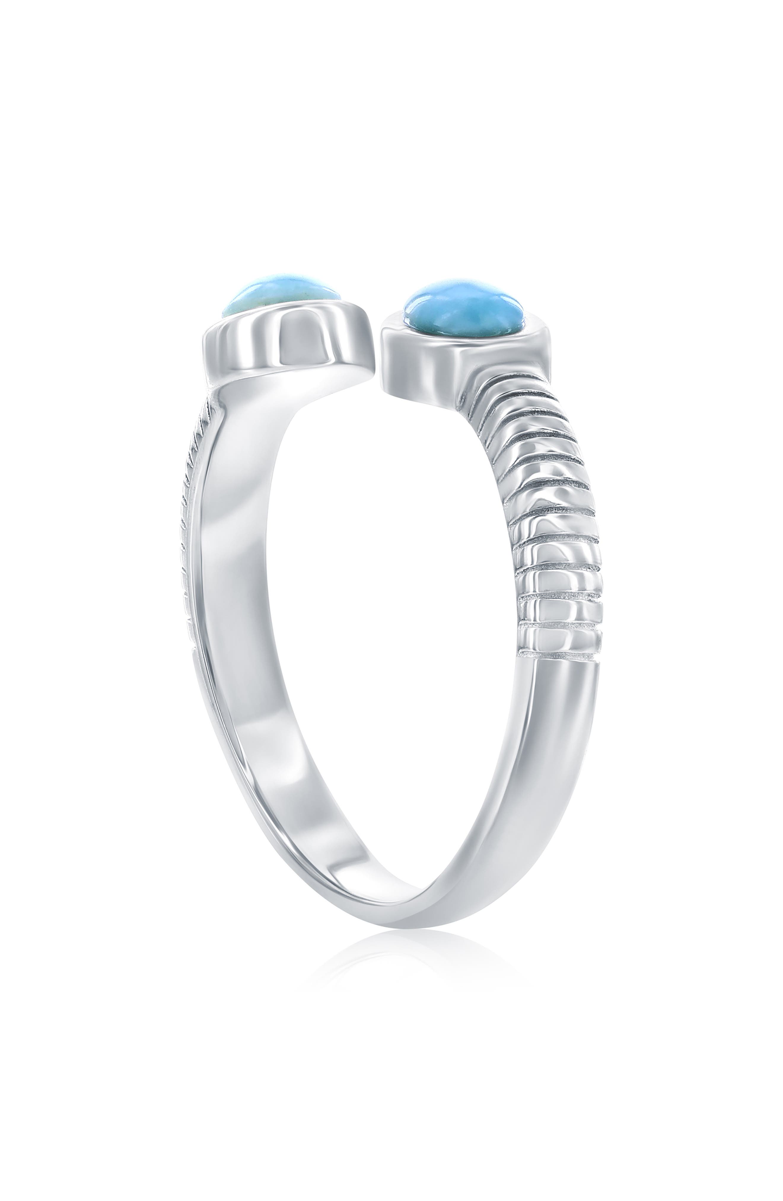 SIMONA Sterling Silver Oval Larimar Bypass Ring