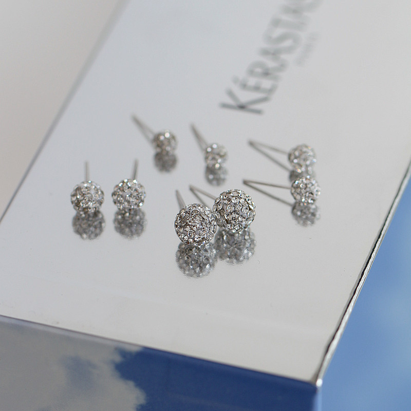 999 pure silver starry sky earrings, Korean style micro-inlaid full diamond small round ball earrings for women, versatile and ear-friendly jewelry