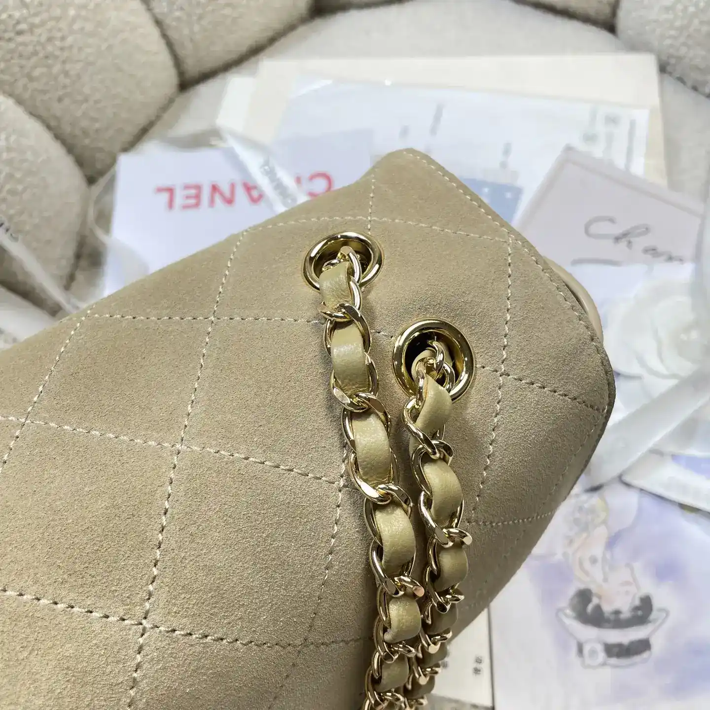 Chanel Beige Classic Flap Grained Leather Shoulder Bag product photo from LabelPicks