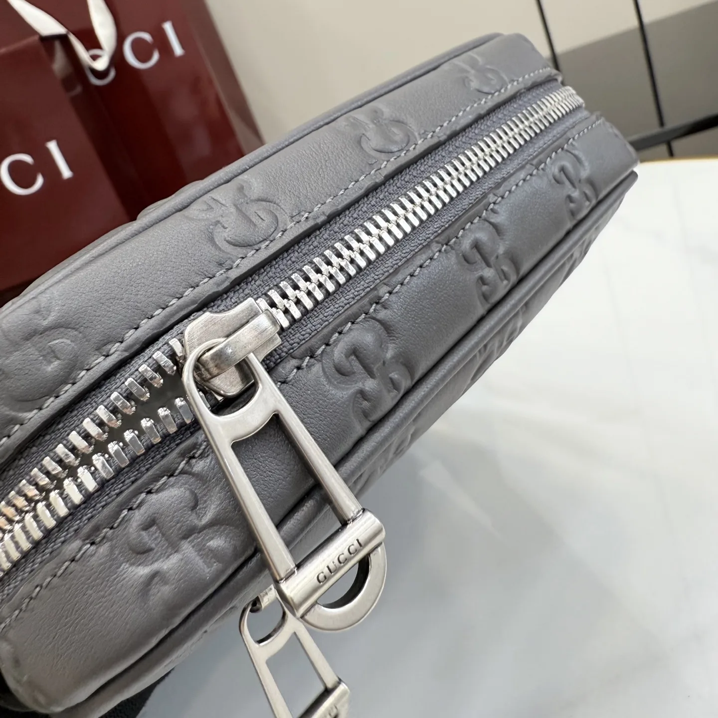 Gucci Grey Smooth Leather Crossbody Bag product photo from LabelPicks