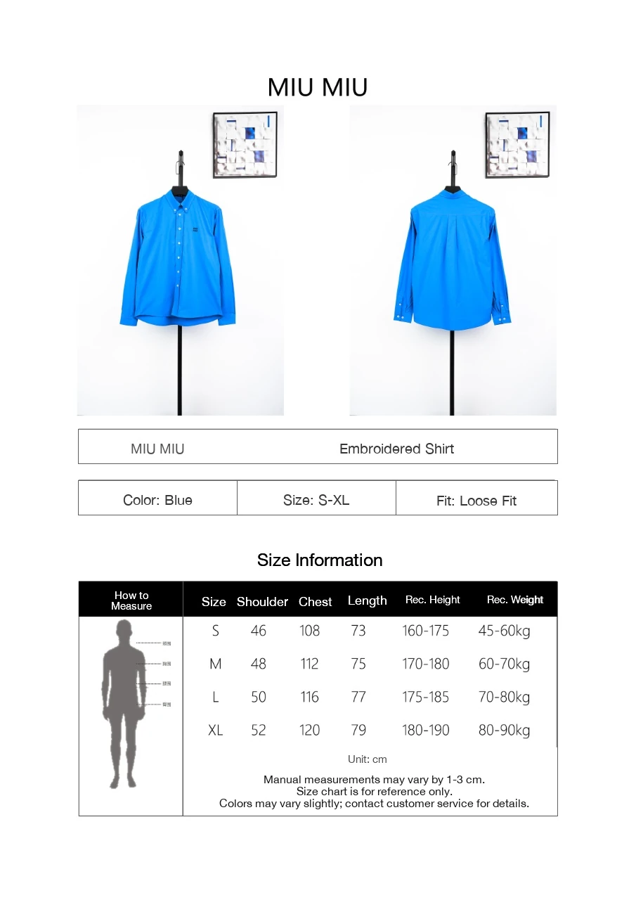 Miu Miu Klein Blue Embroidered Long Sleeve Shirt product photo from LabelPicks