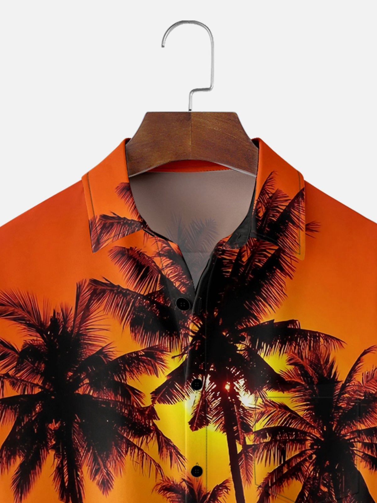 Moisture-wicking Palm Tree Chest Pocket Hawaiian Shirt