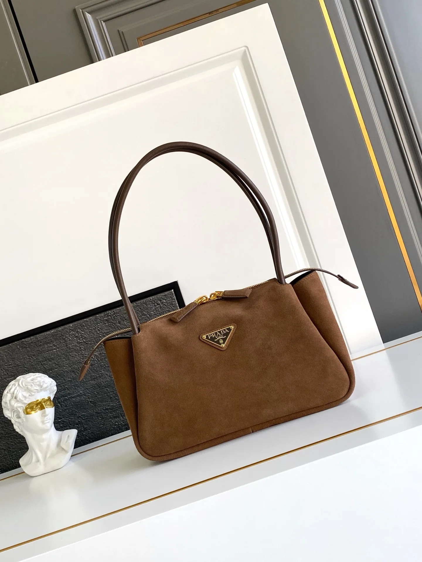 Prada Gold Suede Leather Hobo Bag product photo from LabelPicks